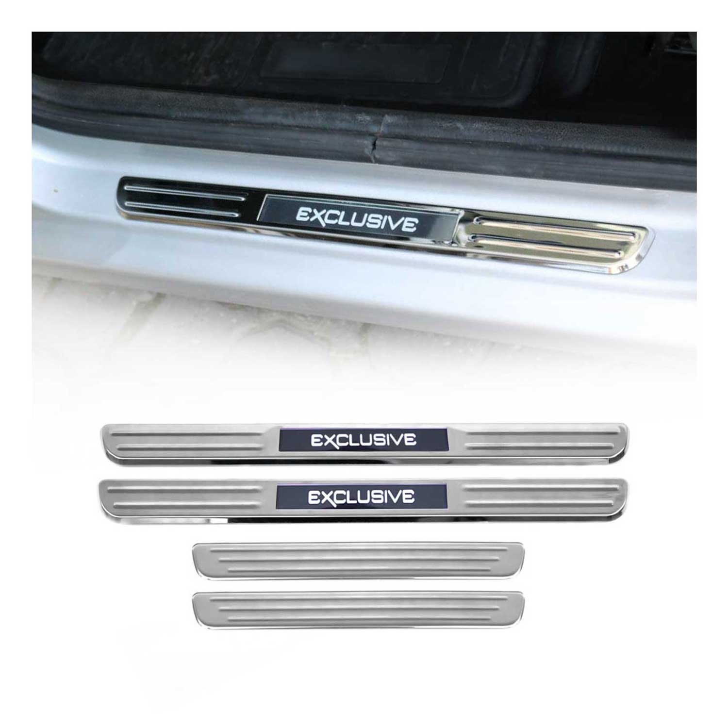 BMW 3 Series Door Sill Scuff Plate Illuminated Exclusive Stainless Steel Silver 4Pcs