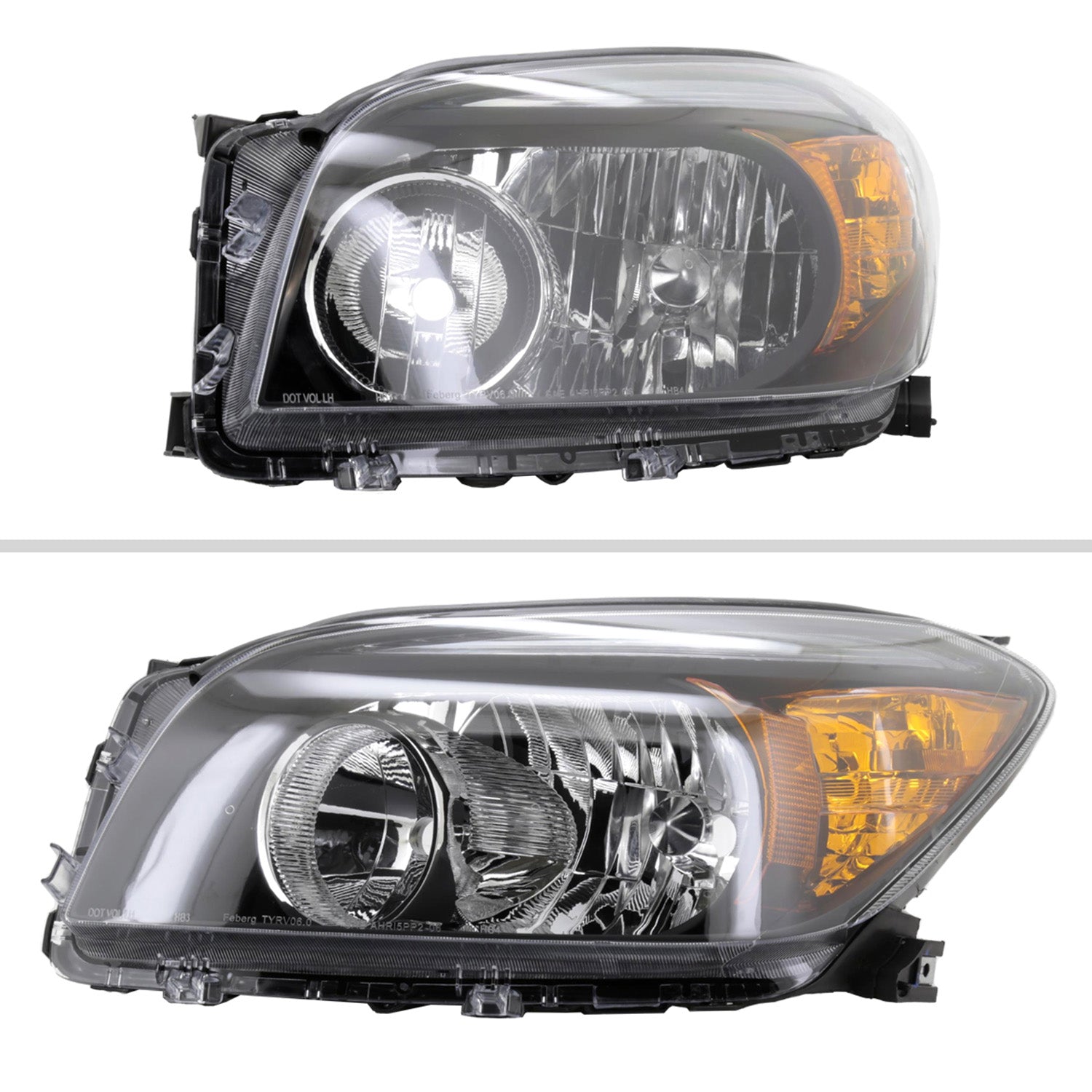 2006-2008 Toyota RAV4 Factory Style Headlights Matte Black/Clear Lens