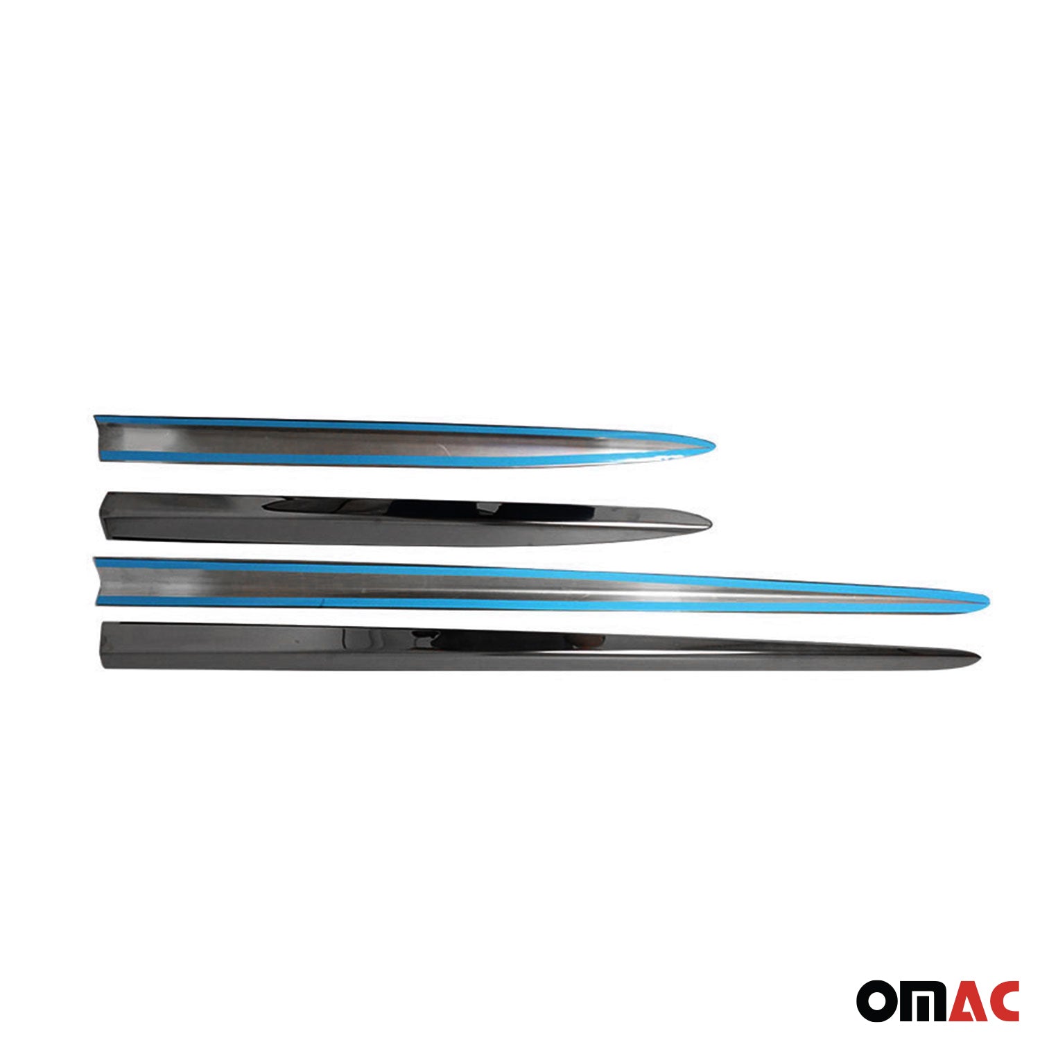 2016-2023 Fiat 500X Side Door Molding Trim Skirt Garnish Stainless Steel Dark 4 Pcs