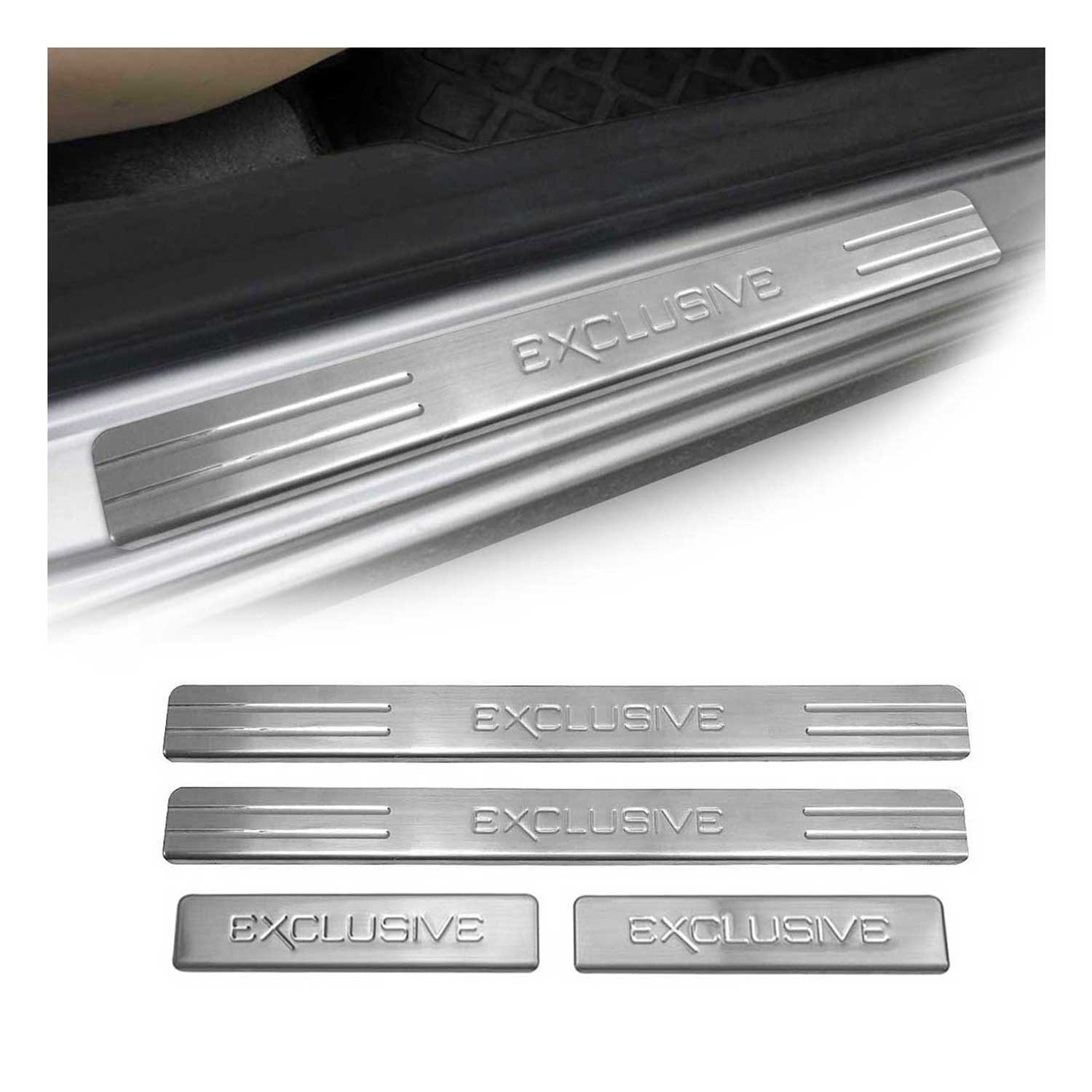 Dodge Ram Door Sill Scuff Plate Scratch Protector Exclusive Stainless Steel Silver 4Pcs