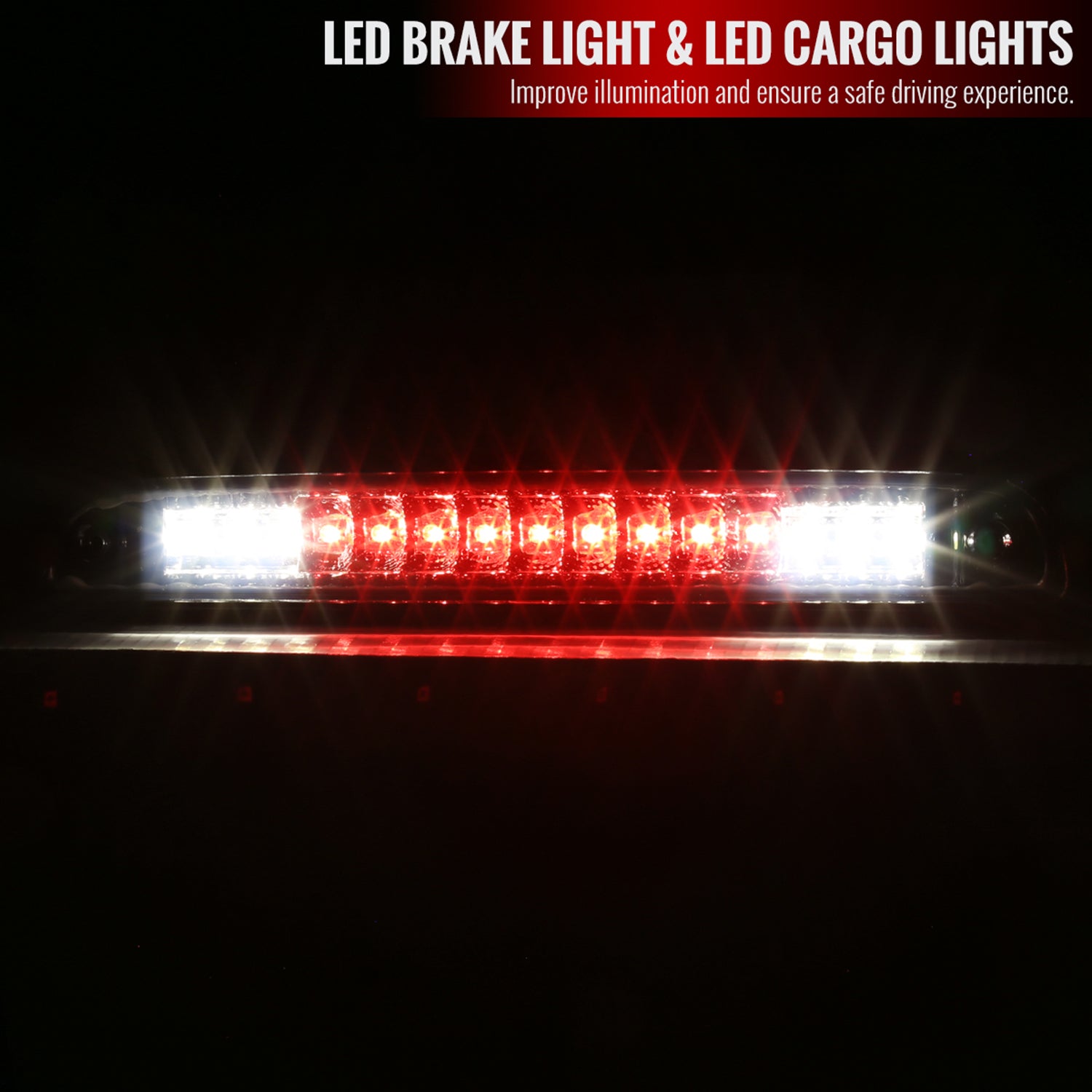 1992-1996 Ford F-150/F-250/F-350/Bronco LED 3rd Brake Light Chrome/Smoke Lens