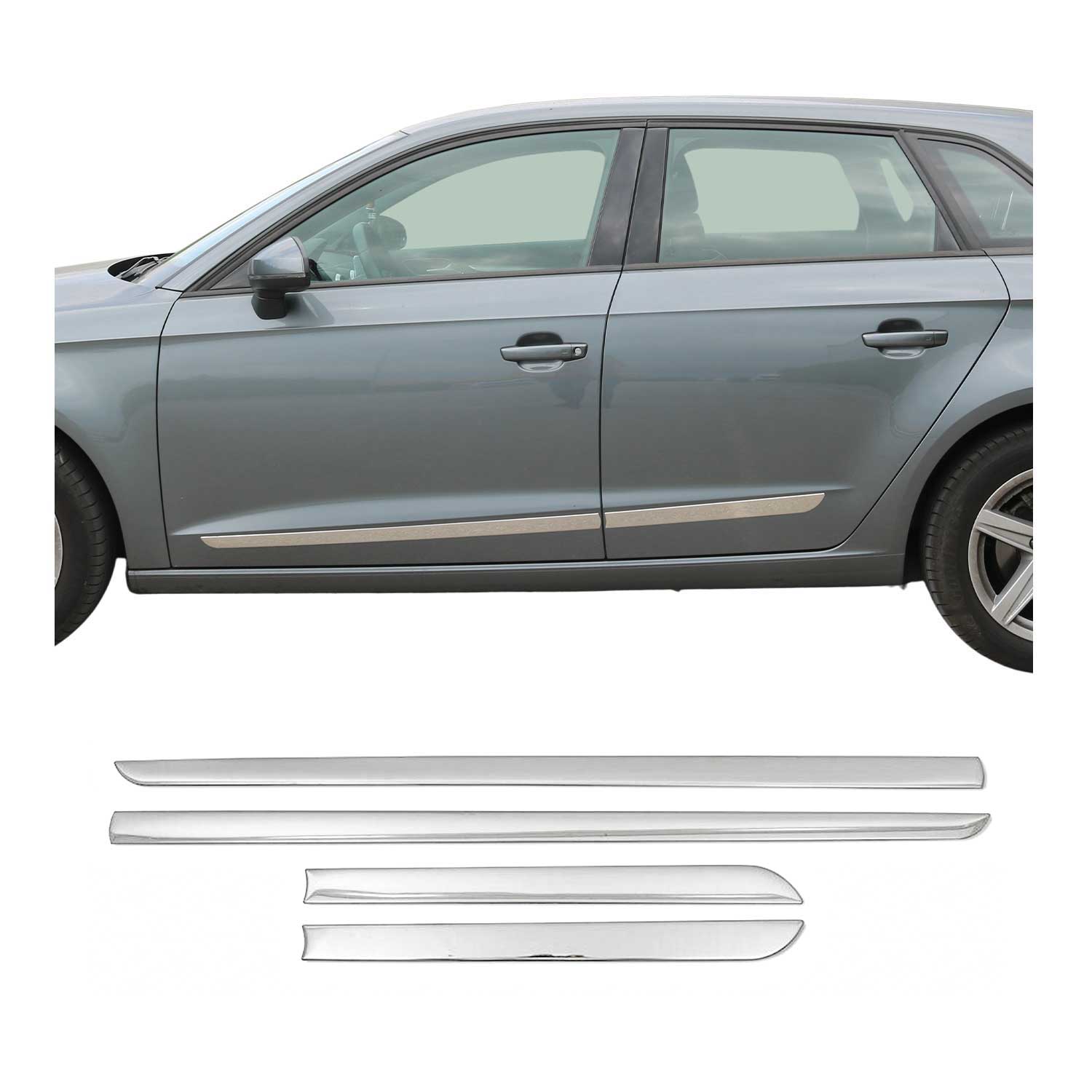 2011-2024 Mitsubishi Outlander Sport Side Door Molding Trim Skirt Garnish Stainless Steel Gloss 4Pcs