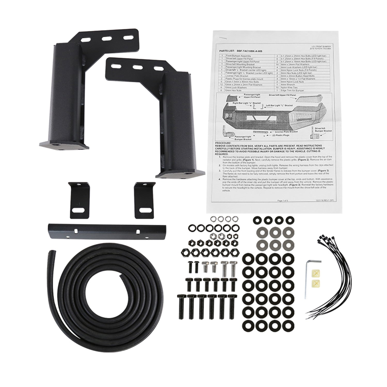 2016-2021 Toyota Tacoma Black Heavy Duty Steel Front Bumper & LED Light Ports