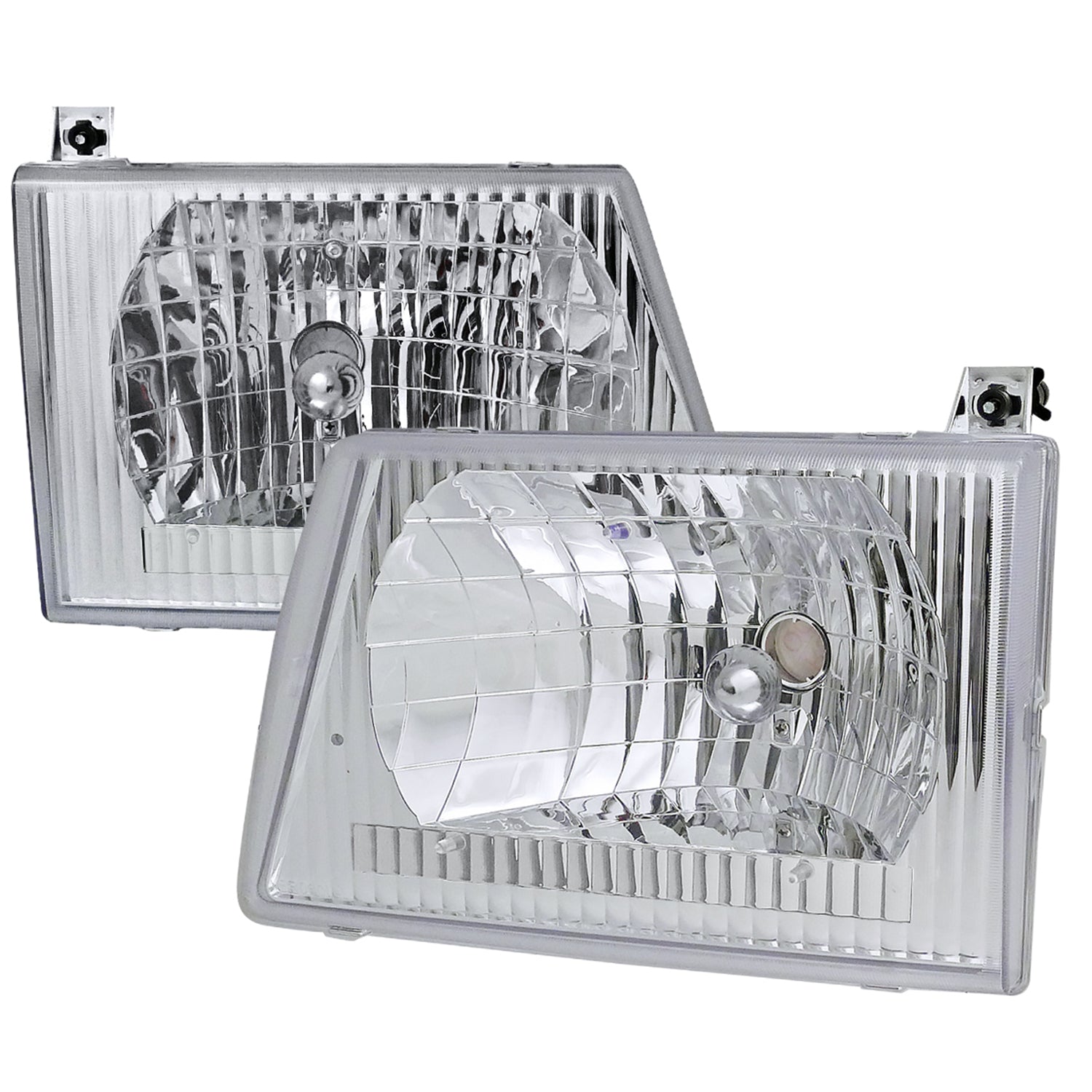 1992-2006 Ford Econoline Factory Style Crystal Headlights Chrome/Clear Lens