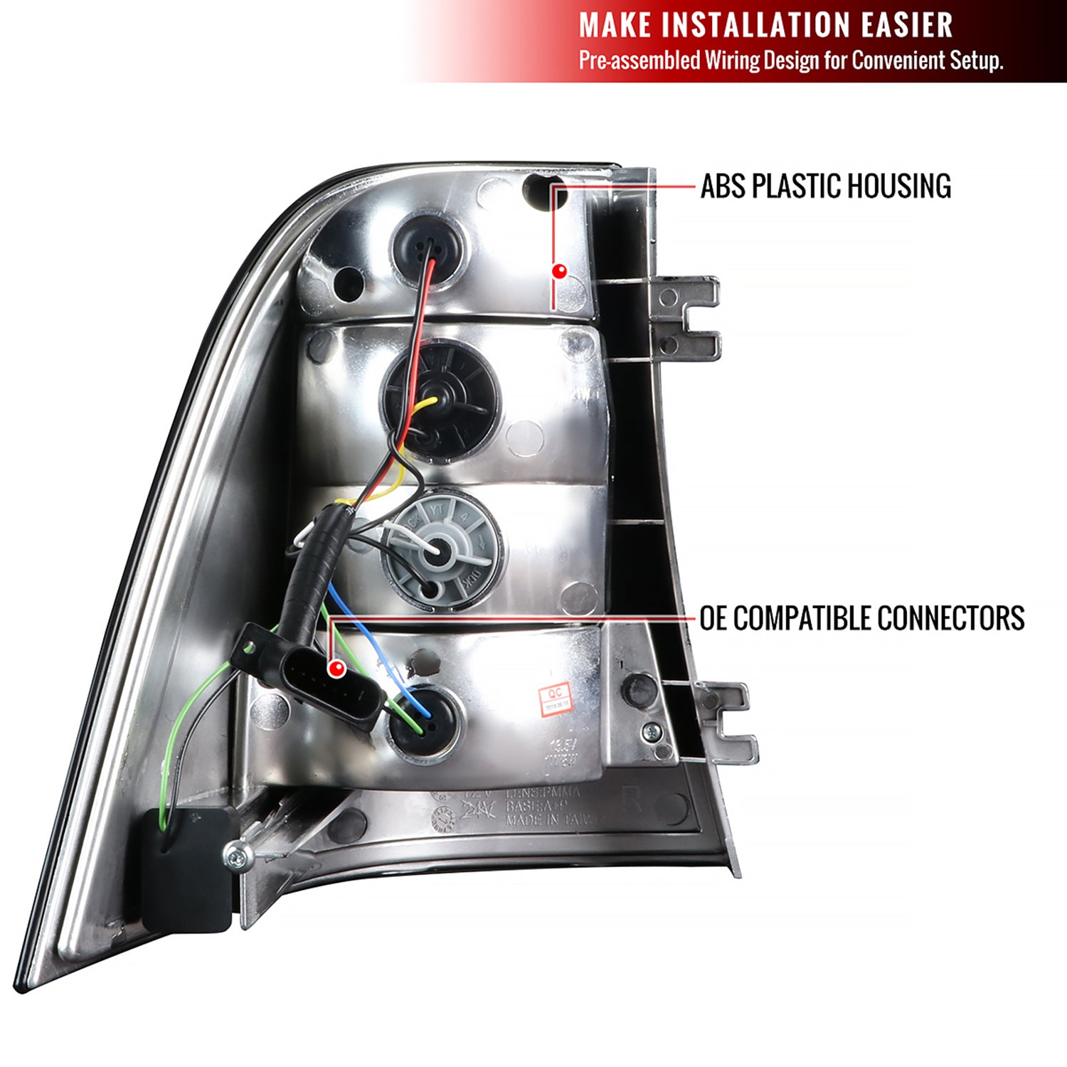 1998-2005 Mercedes Benz W163 M Class LED Tail Lights Chrome/Red Smoke Lens
