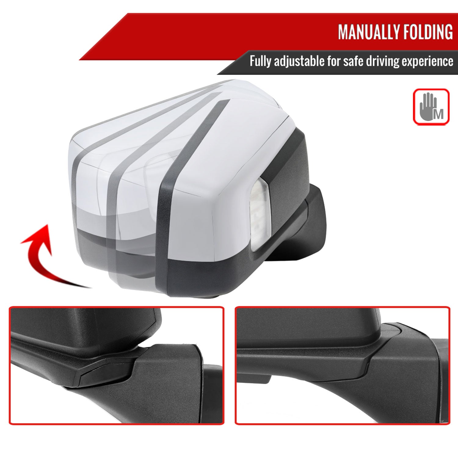 2019-2024 Chevy Silverado 1500 Chrome Manual Fold&Heated Side Mirror Passenger