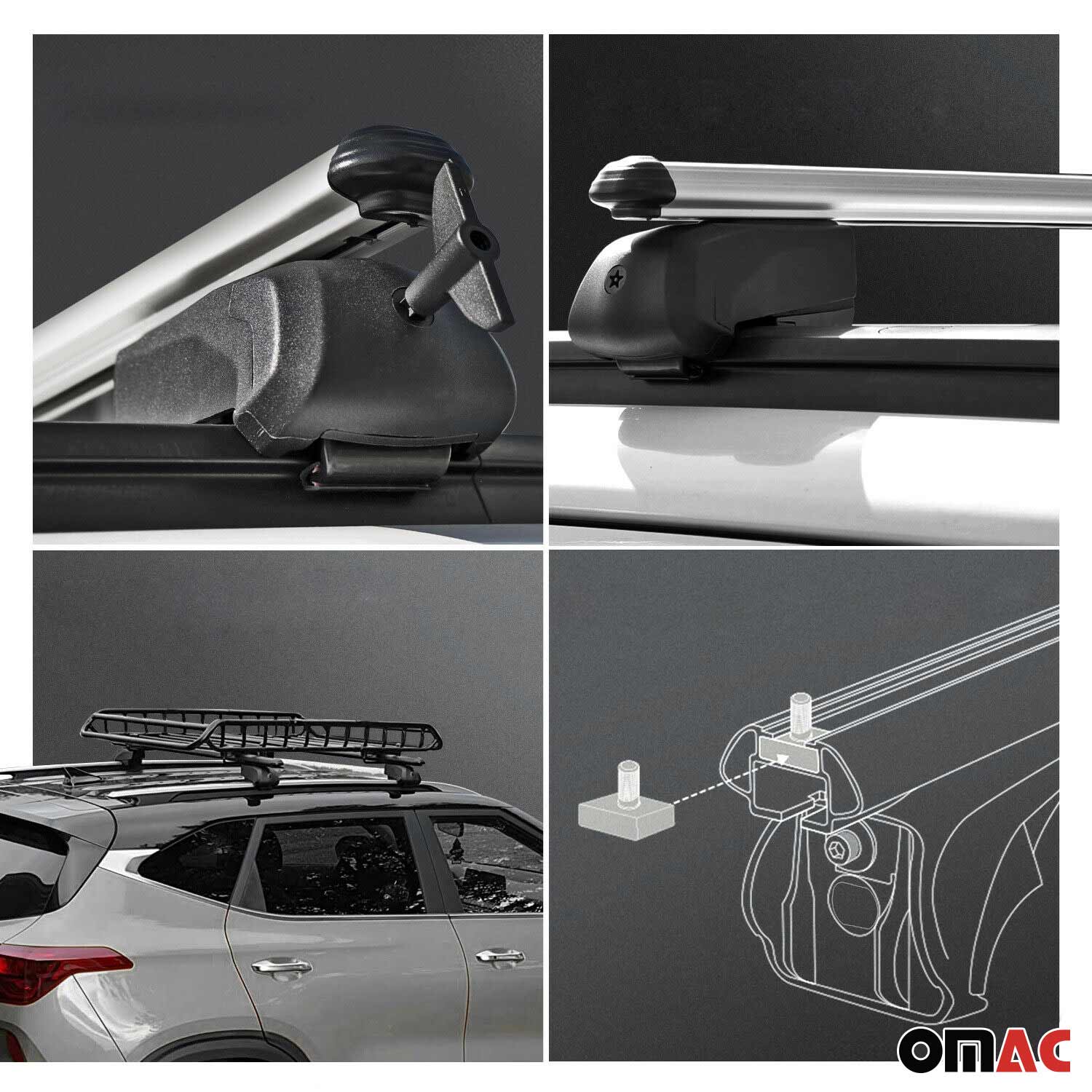 2015-2026 Porsche Macan 1.gen Roof Rack Cross Bars Silver