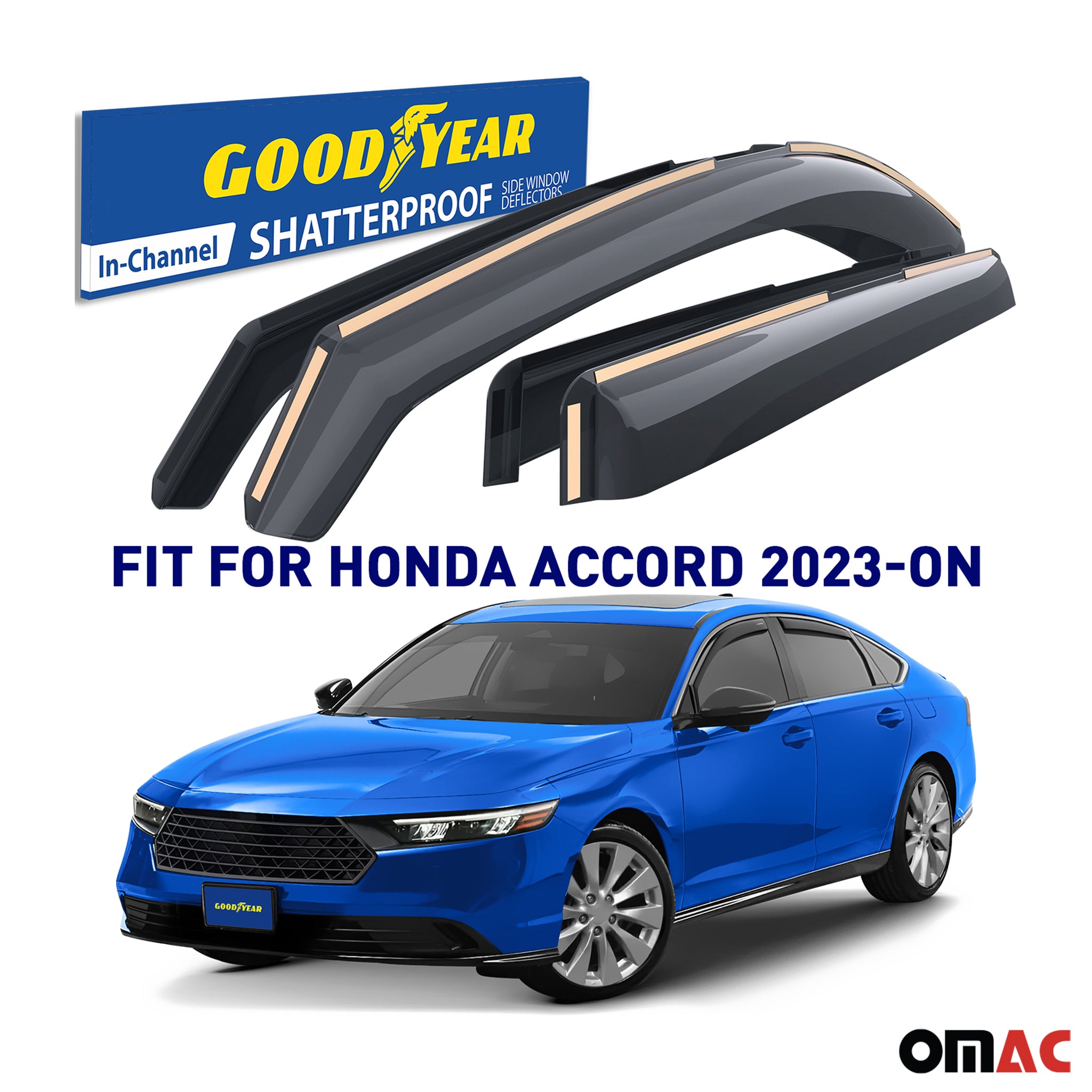 Goodyear Wind Deflectors for Honda Accord 2023-2025 In-channel Premium Smoke 4x