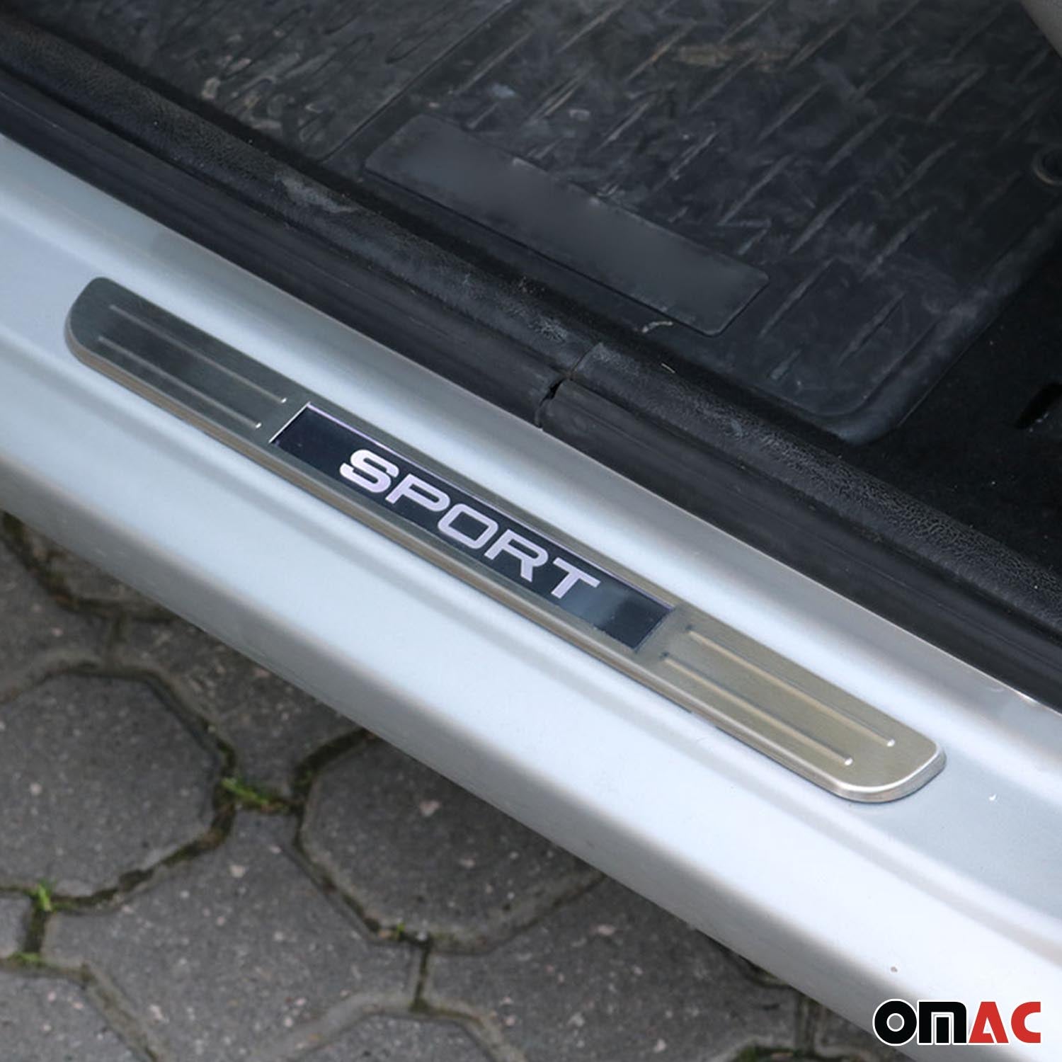 Fiat Door Sill Scuff Plate Illuminated Sport Stainless Steel Silver 2 Pcs