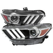 2015-2017 Ford Mustang / 18-2020 Shelby Strip LED Xenon HID Headlights Black