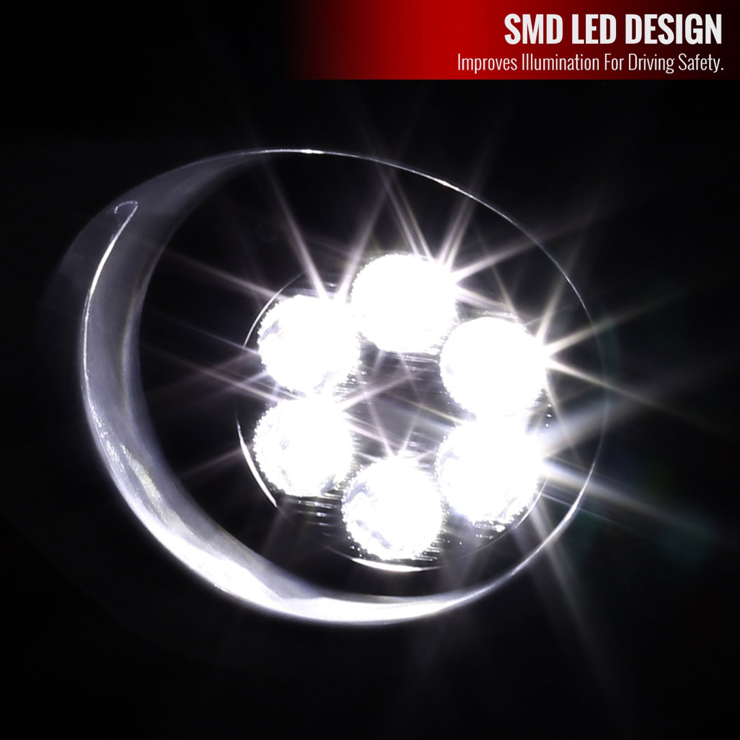 2011-2013 Toyota Highlander 6-LED Fog Lights Kit Chrome Housing/Clear Lens