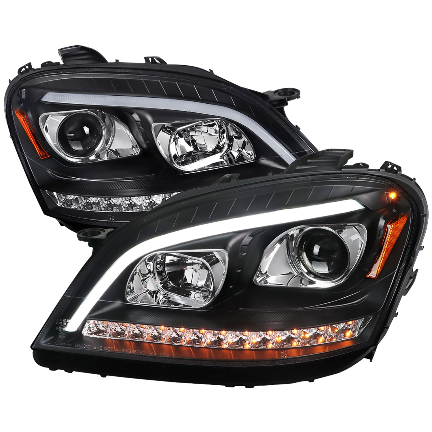 2006-2008 Mercedes W164 ML Class LED Bar Headlights Signal Lights Matte Black