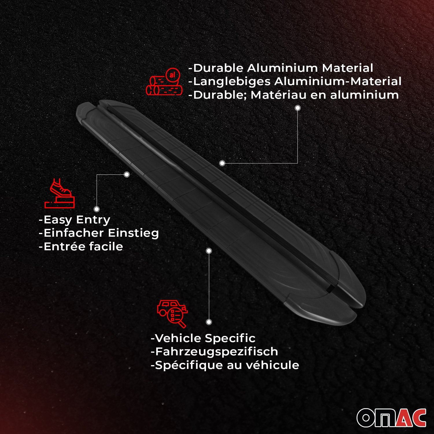 1994-2002 Land Rover Range Rover Running Boards Side Steps Black