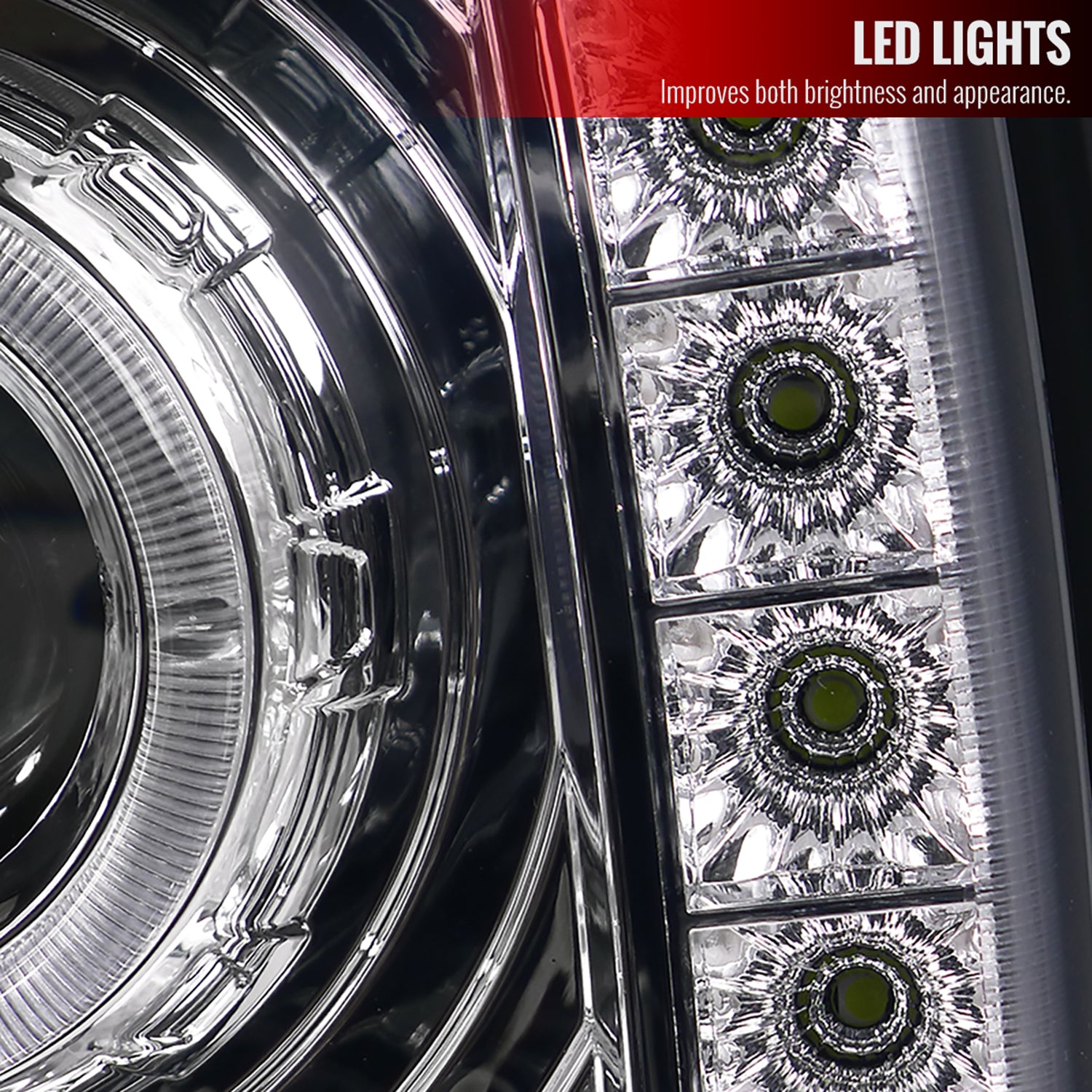 1997-2001 Jeep Cherokee Halo Projector Headlights SMD LED Light Strip Chrome