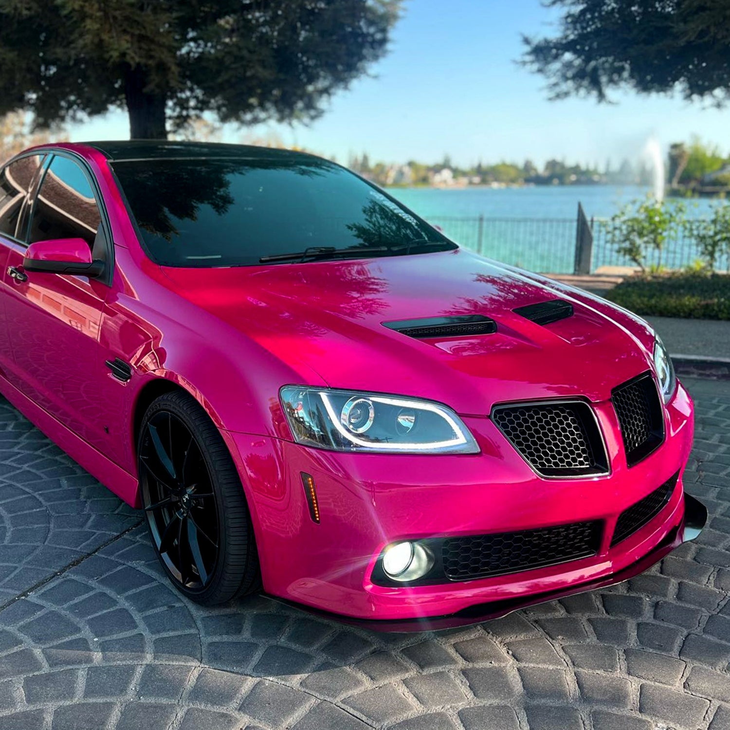 2008-2009 Pontiac G8 LED Bar Projector Headlights Matte Black/Clear Lens
