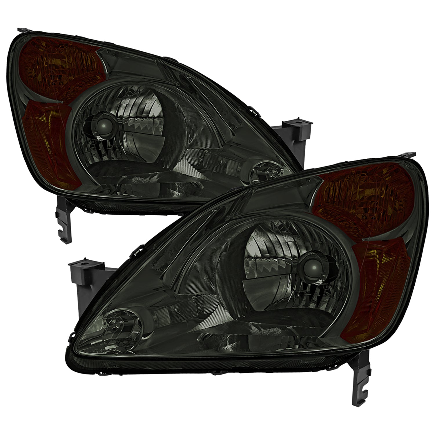 2002-2004 Honda CR-V Factory Style Headlights w/Amber Reflector Chrome/Smoke