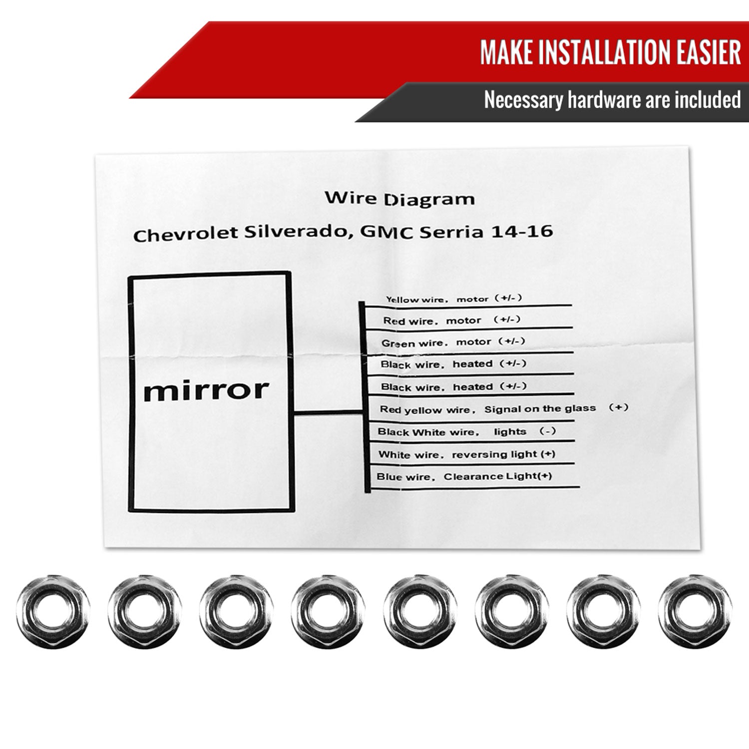 2014-2016 Chevy Silverado/GMC Sierra Heated ATS Manual Towing Mirrors Smoke