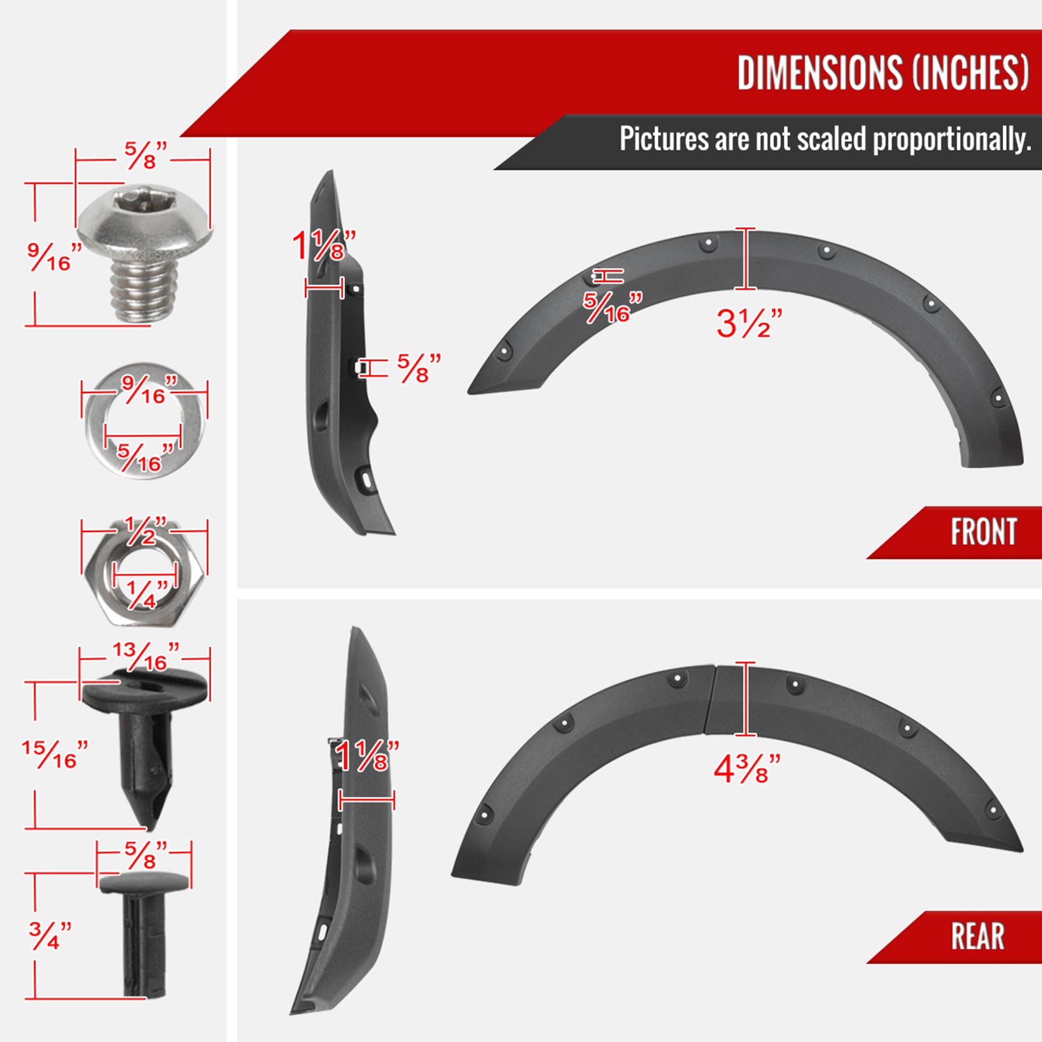 2021-2024 Ford Bronco Sport Pocket Rivet Style Fender Flares Protector