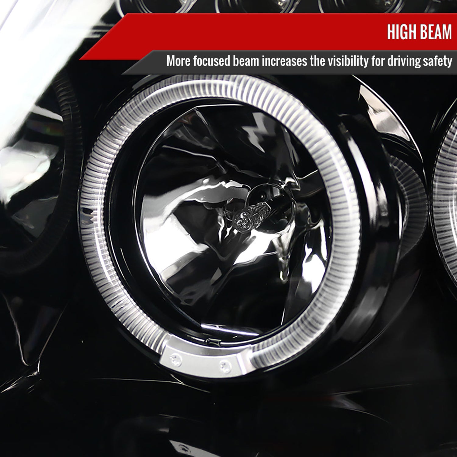 1999-2004 Jeep Grand Cherokee Dual Halo Projector Headlights Jet Black/Clear