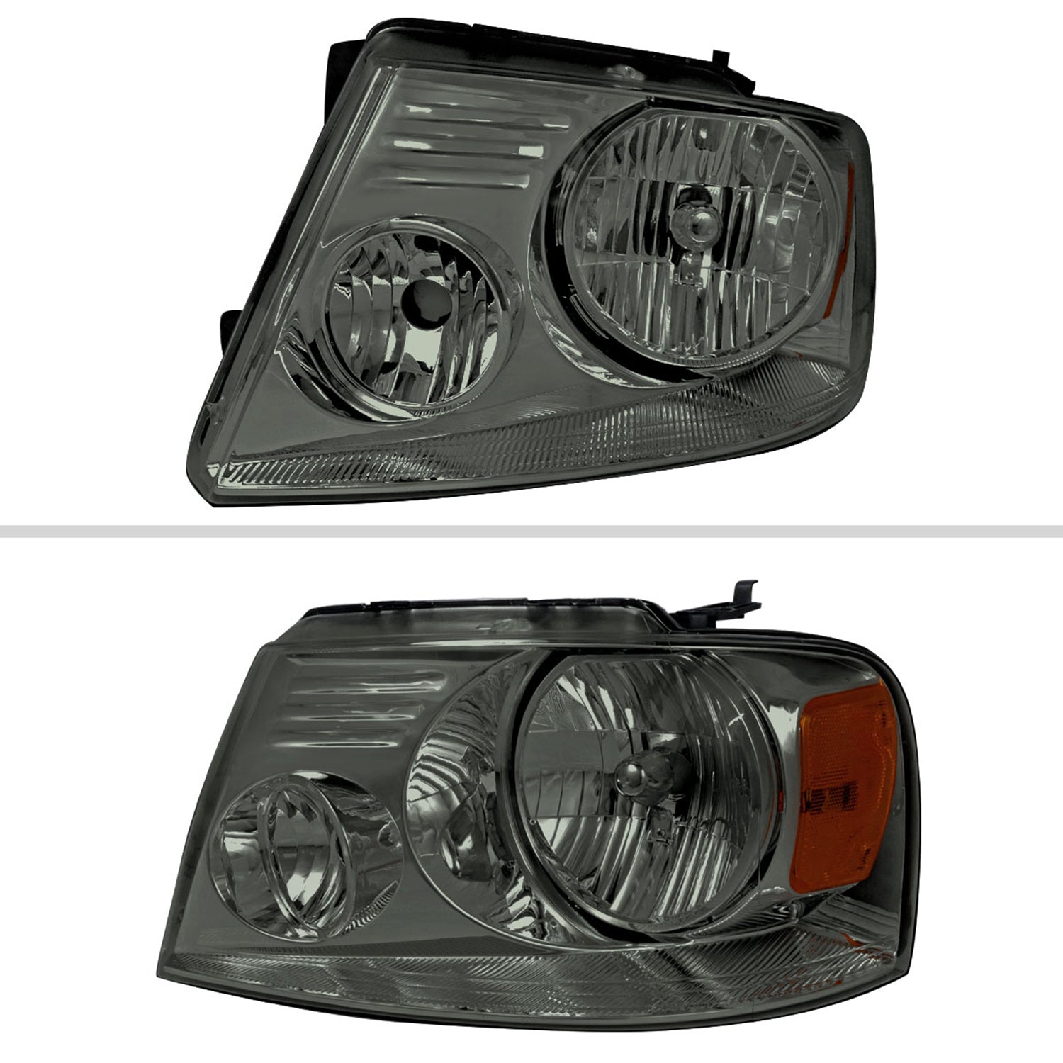 2004-2008 Ford F-150/2006-2008 Lincoln Mark LT Headlights Amber & Chrome Smoke