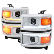 2014-2015 Chevy Silverado 1500 LED Bar Headlights White Housing/Black Trim