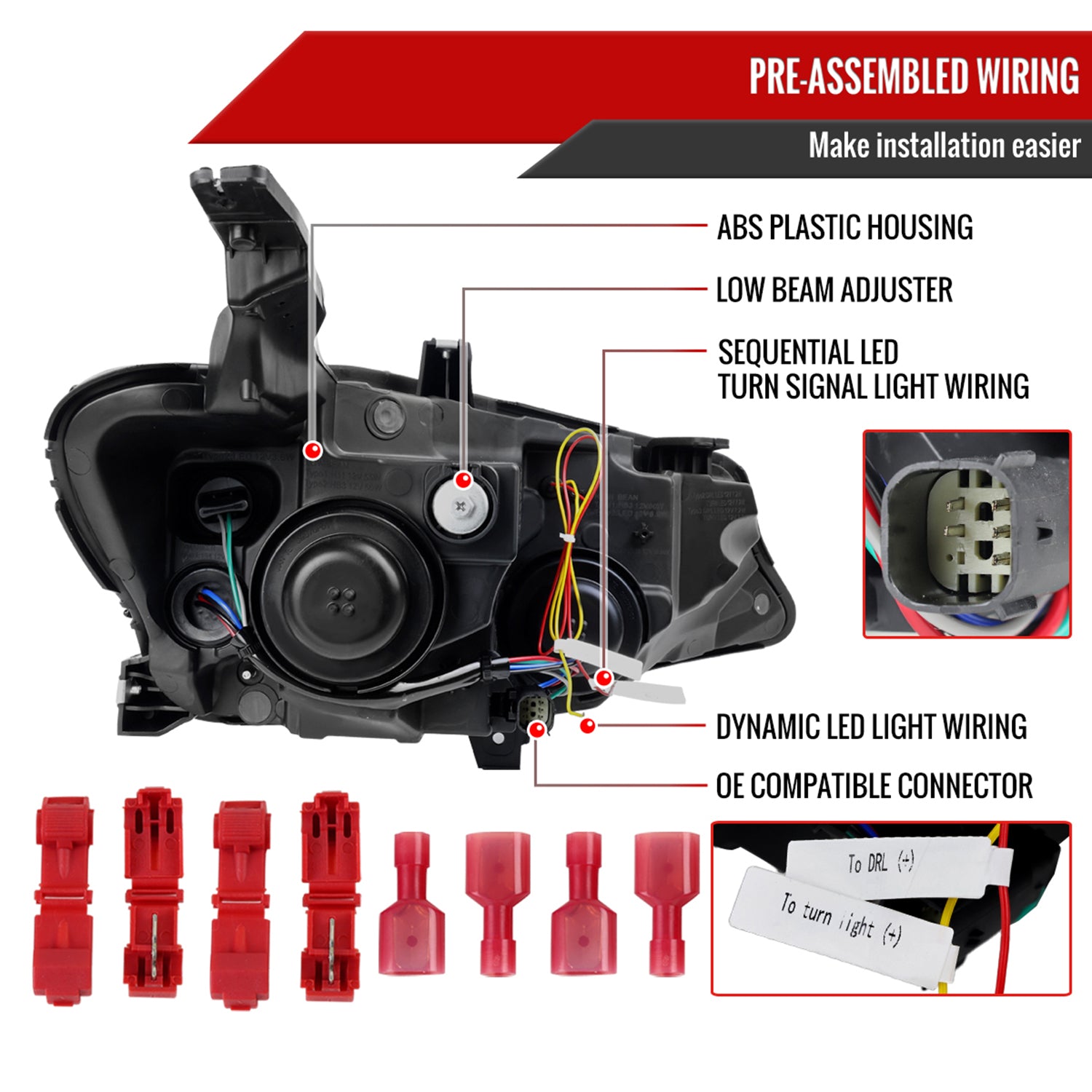 2019-2024 Chevy Malibu Sequential LED Turn Signal Projector Headlights Smoke