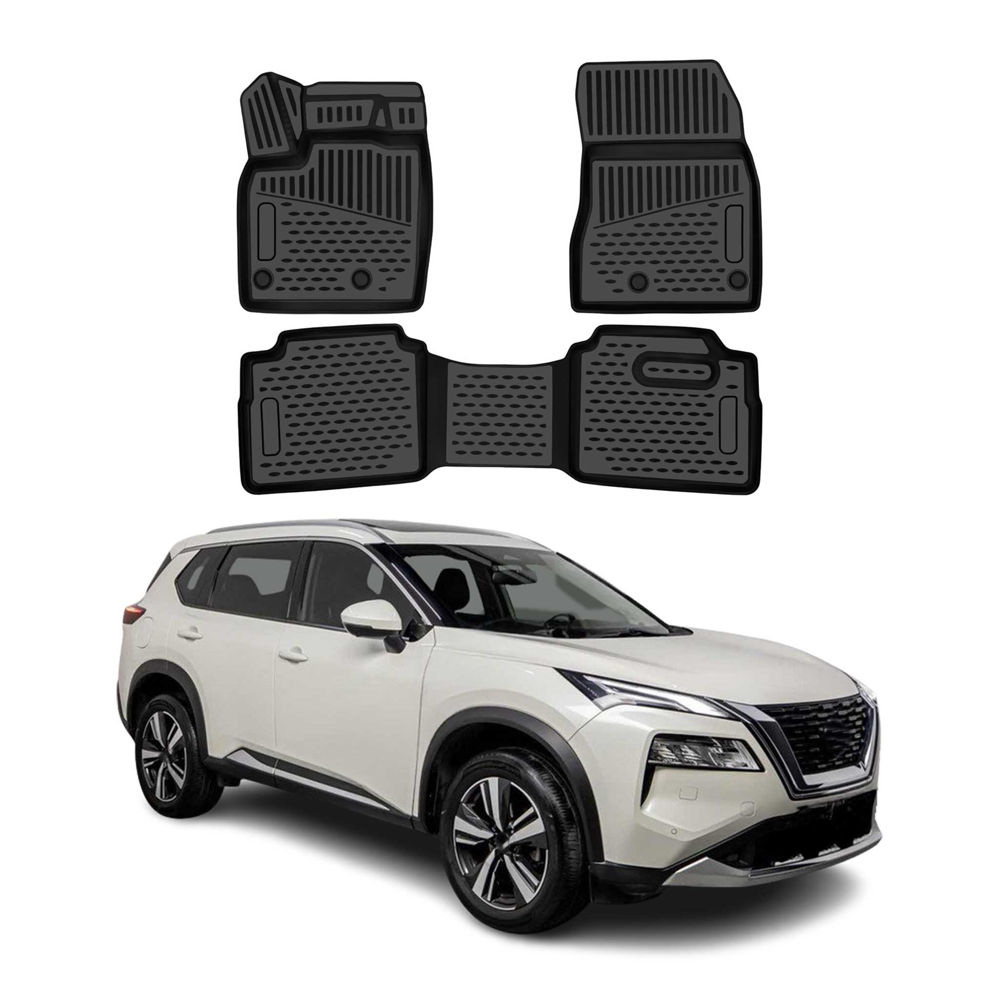 OMAC Floor Mats Liner for Nissan Rogue T33 2021-2026 Rubber TPE Black 3Pcs