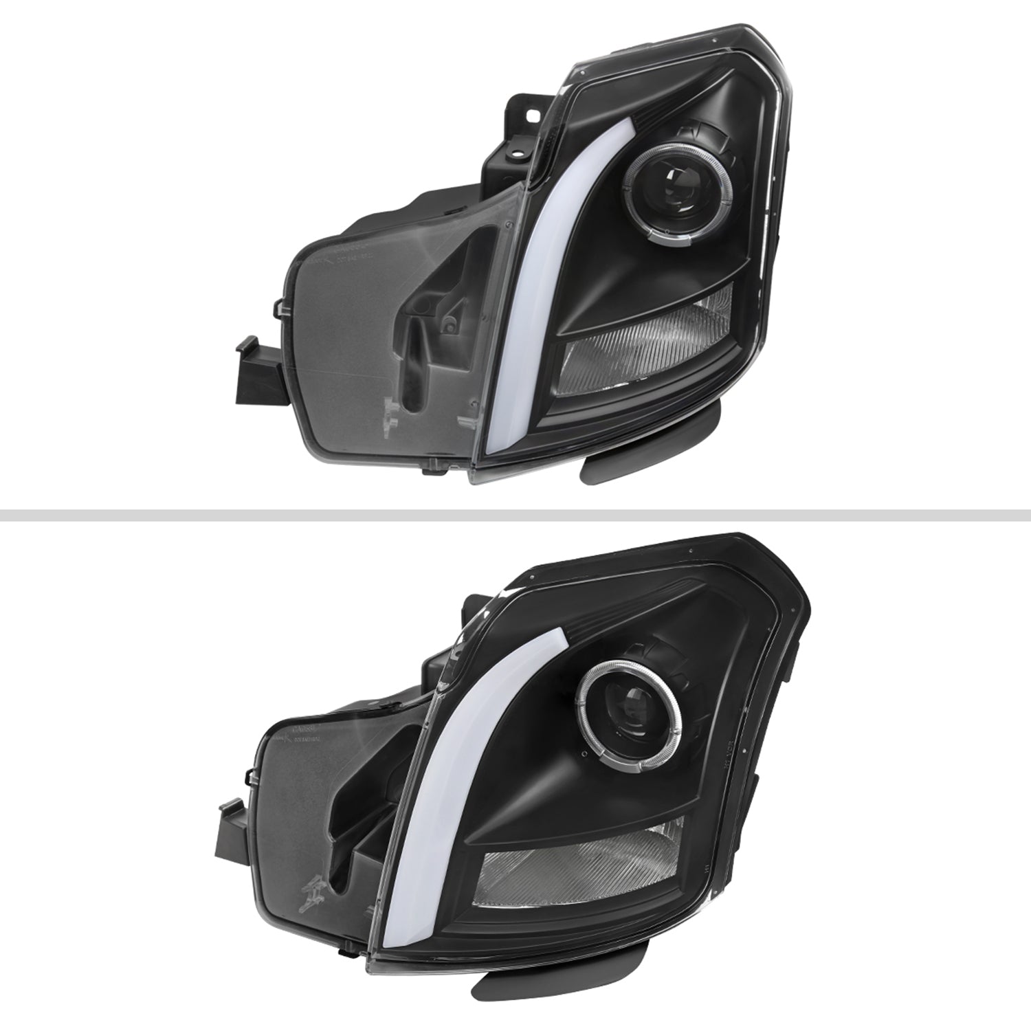 2003-2007 Cadillac CTS Halo LED Turn Signal Projector Headlights Black