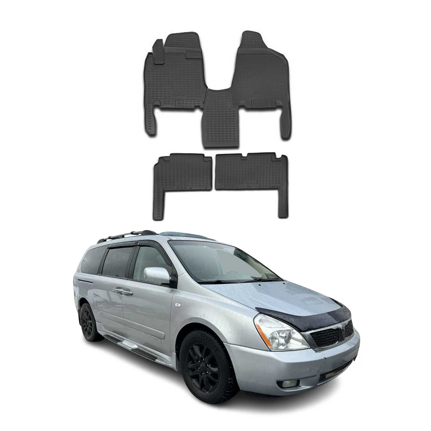 2006-2014 Hyundai Entourage Floor Mats Liners Full Set All Weather Black