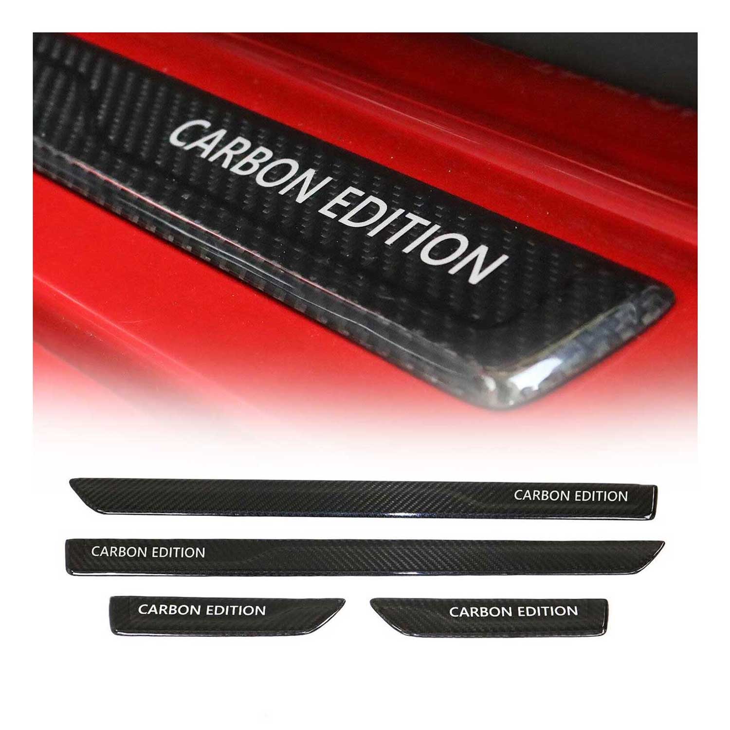Dodge Nitro Door Sill Scuff Plate Scratch Protector Carbon Fiber Black 4 Pcs