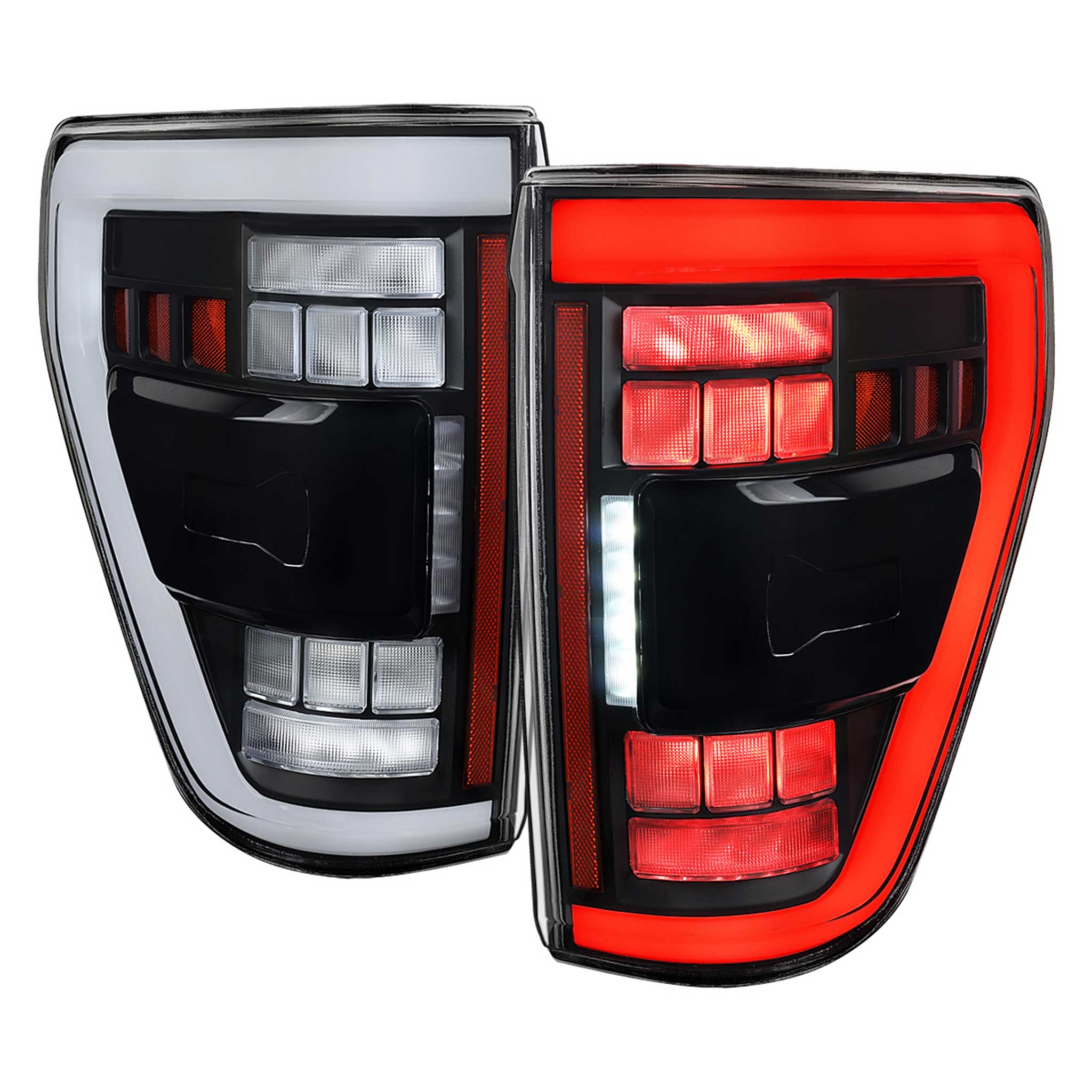 For Ford F-150 2021-2023 Full LED Tail Light Black Housing Clear Lens