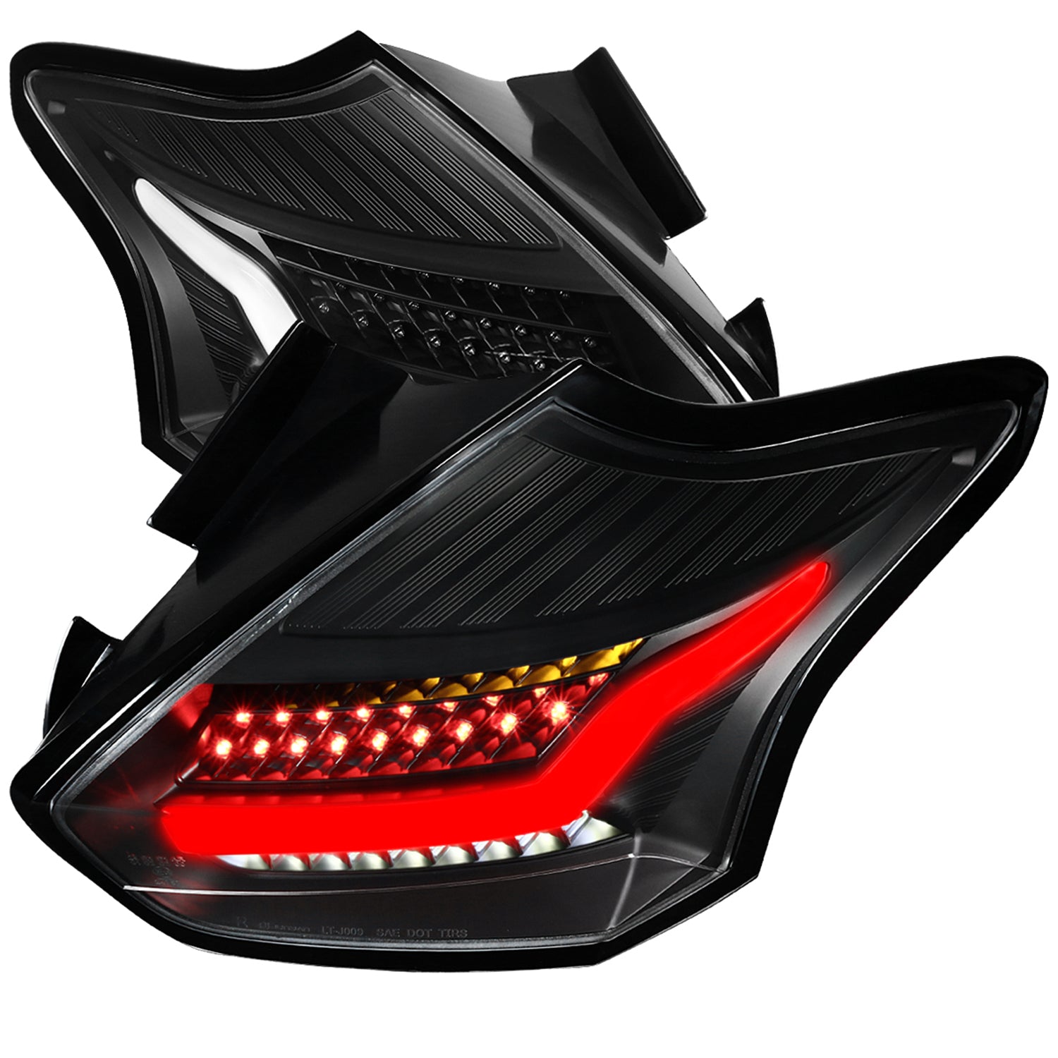 2015-2019 Ford Focus Hatchback LED Tail Lights Matte Black/Clear Lens