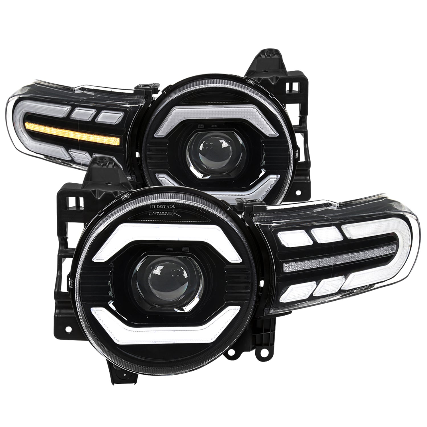 2007-2014 Toyota FJ Cruiser Signal Animated LED Bar Projector Headlights Black
