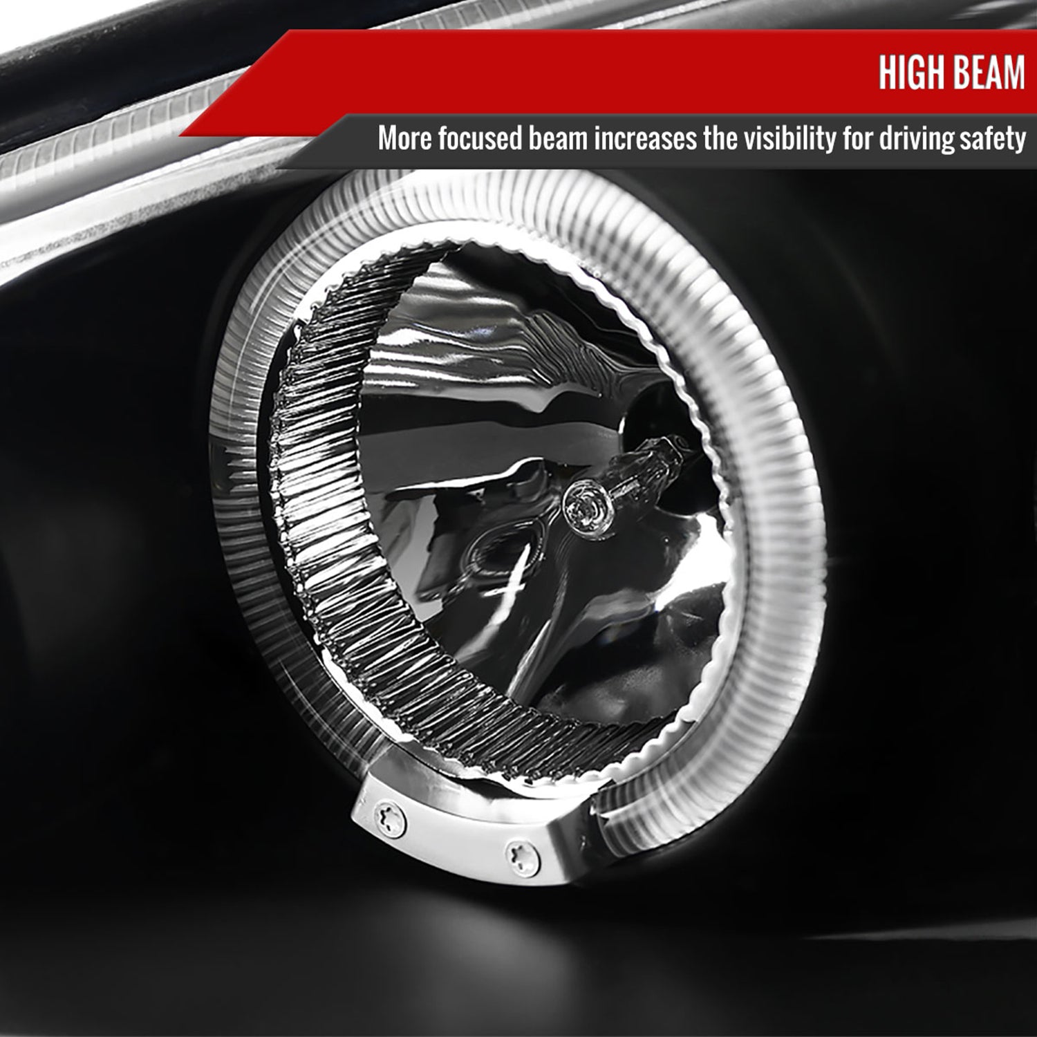 1999-2005 Pontiac Grand AM Dual Halo Projector Headlights Matte Black/Clear