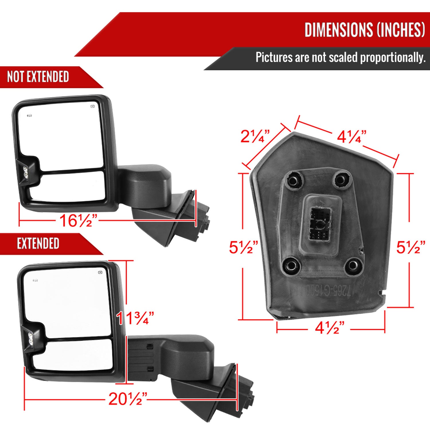 2019-2022 GMC Sierra 1500 Heated Black Towing Mirrors Smoke &Clearance Lights