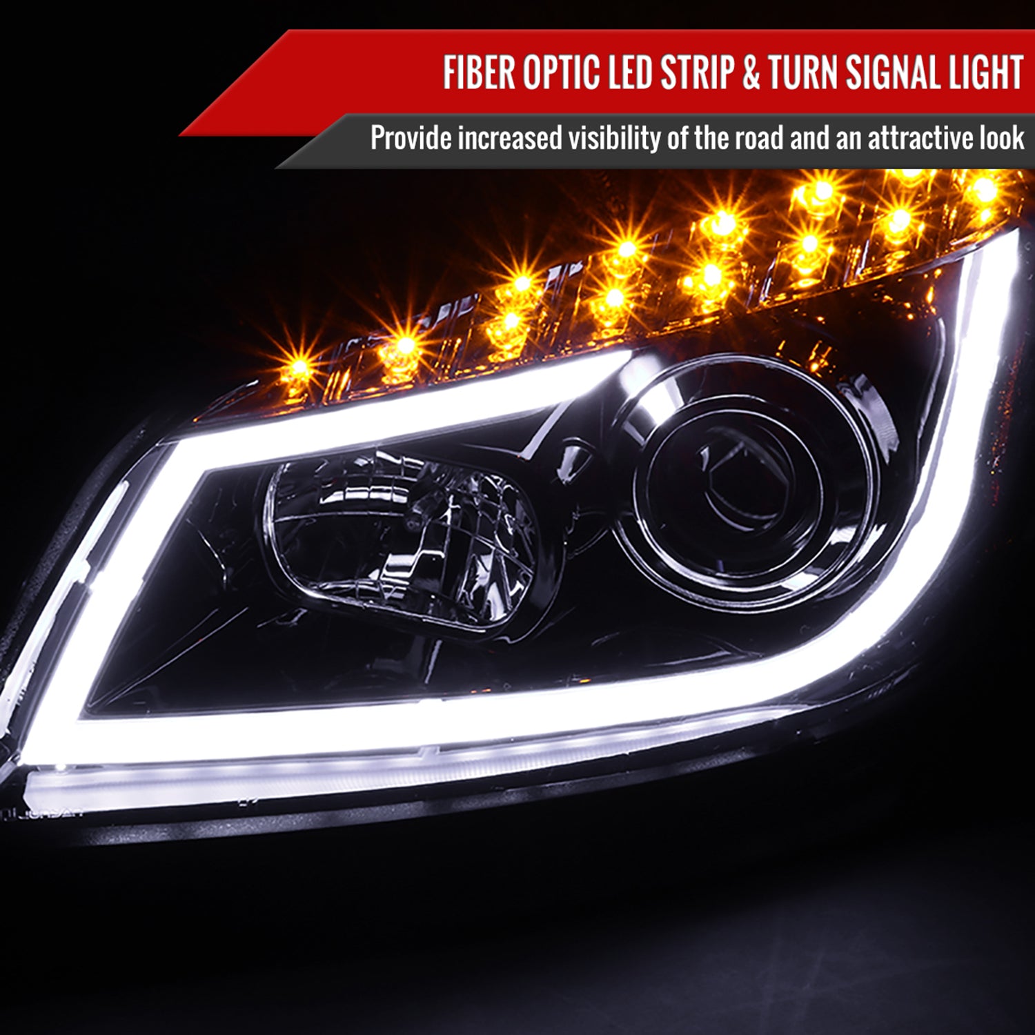 2008-2012 Chevy Malibu LS LT LTZ LED Headlights LED Signal Lights Glossy Black
