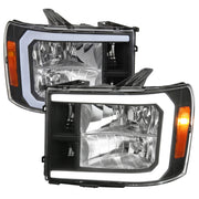 2007-2013 GMC Sierra 1500/2500/3500 LED Bar Factory Headlights Matt Black