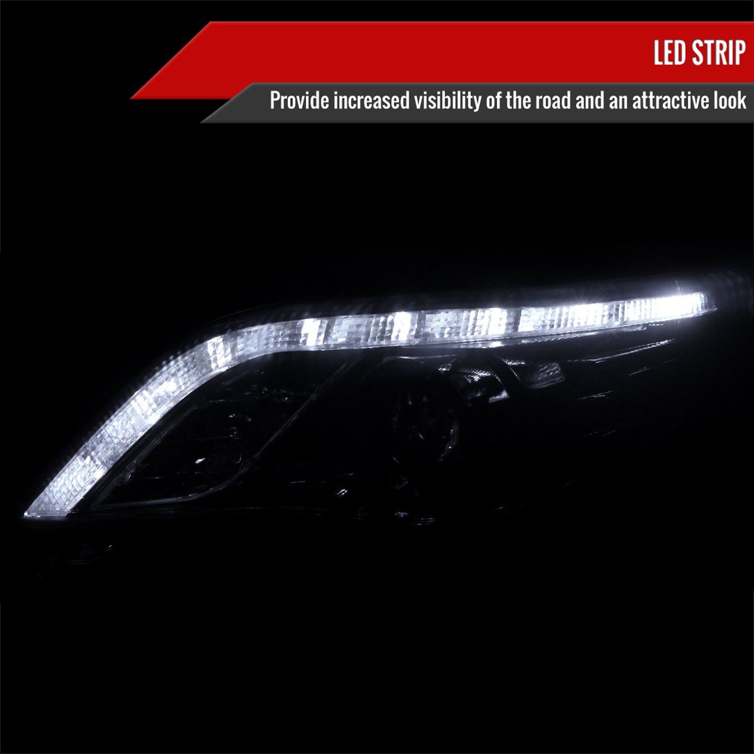2011-2013 Toyota Corolla Projector Headlights LED Light Glossy Black/Smoke