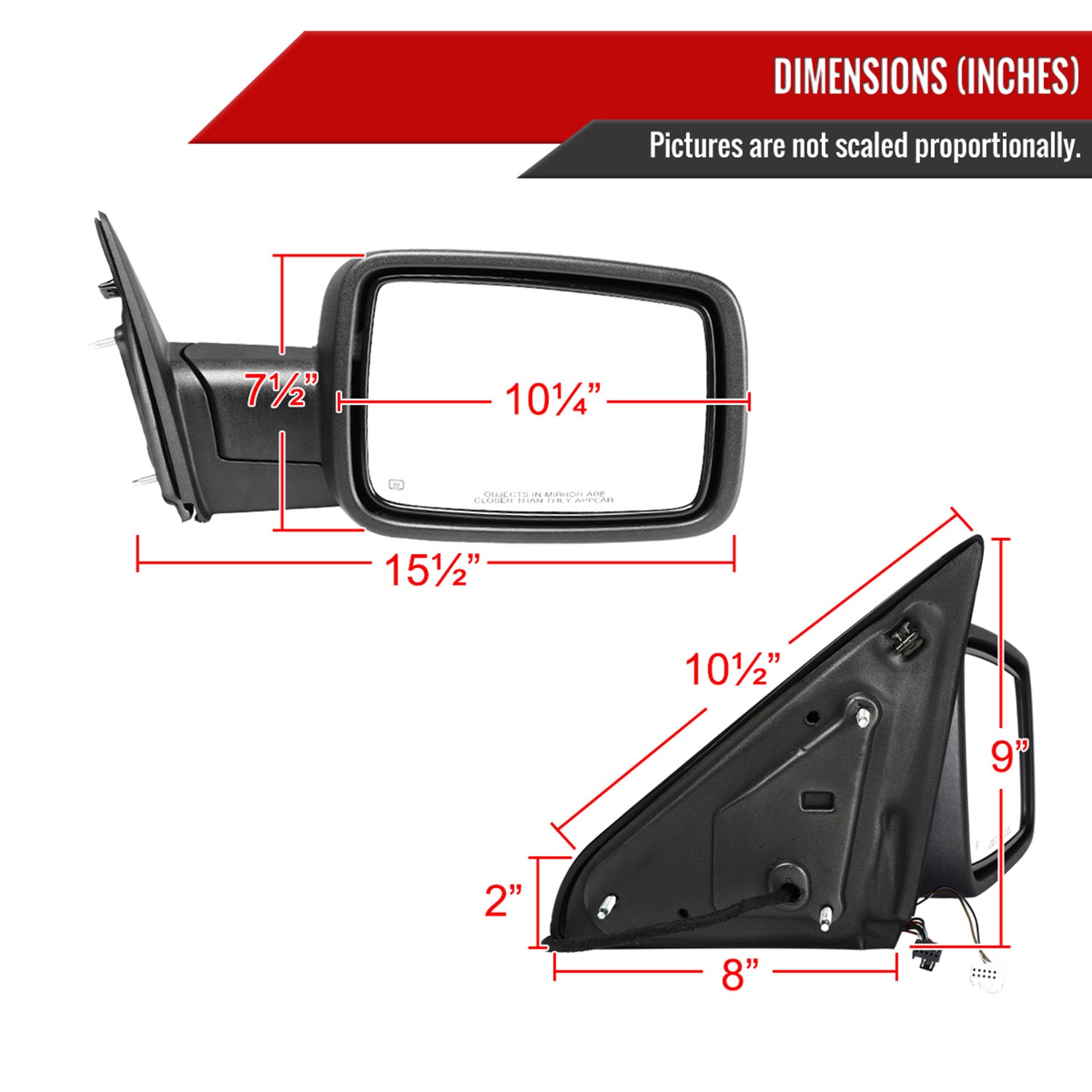 2013-2019 Dodge RAM Chrome Heated Side Mirror Turn Signal Passenger Side