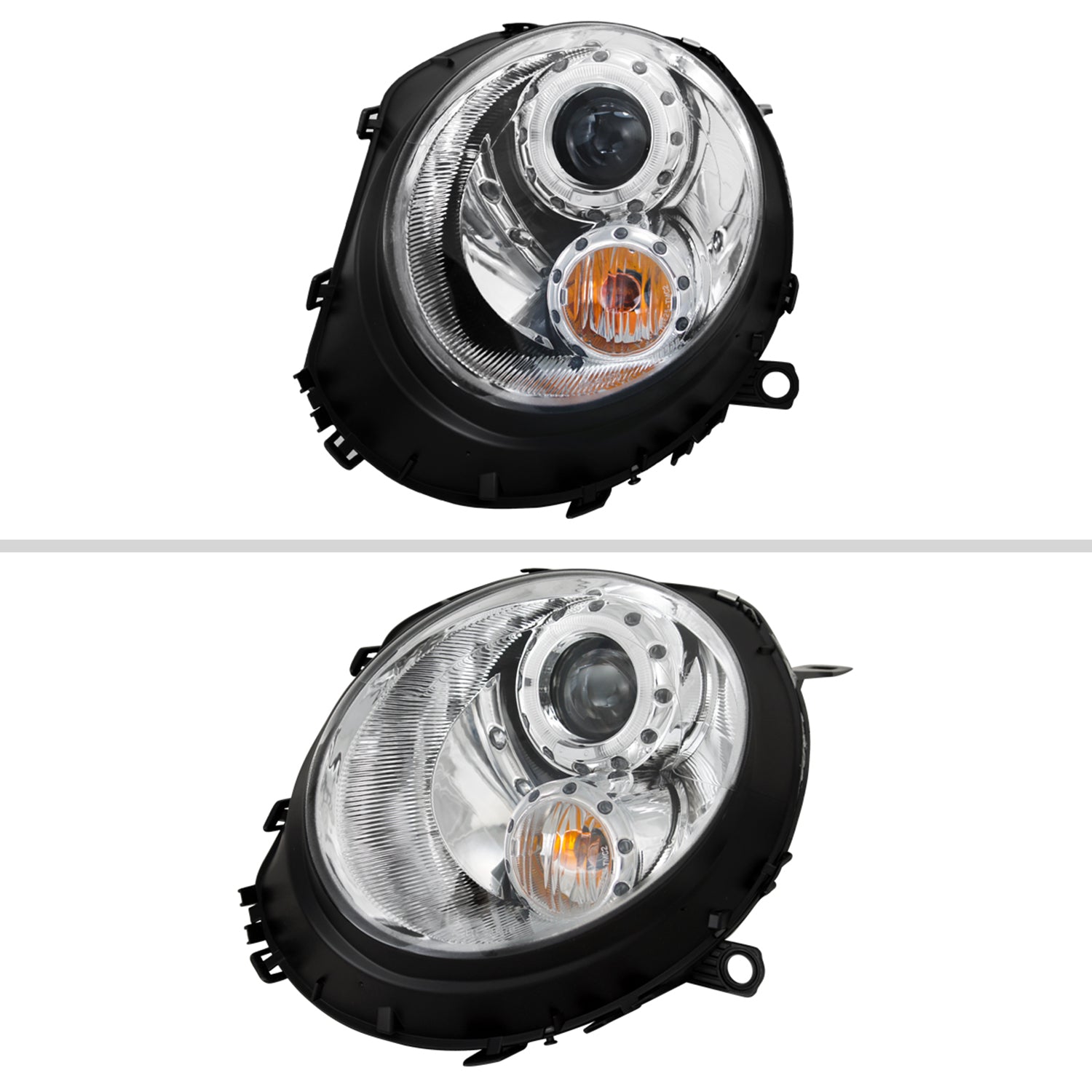 2007-2015 Mini Cooper R55 R56 R57 R58 R59 Single Halo Headlights Chrome