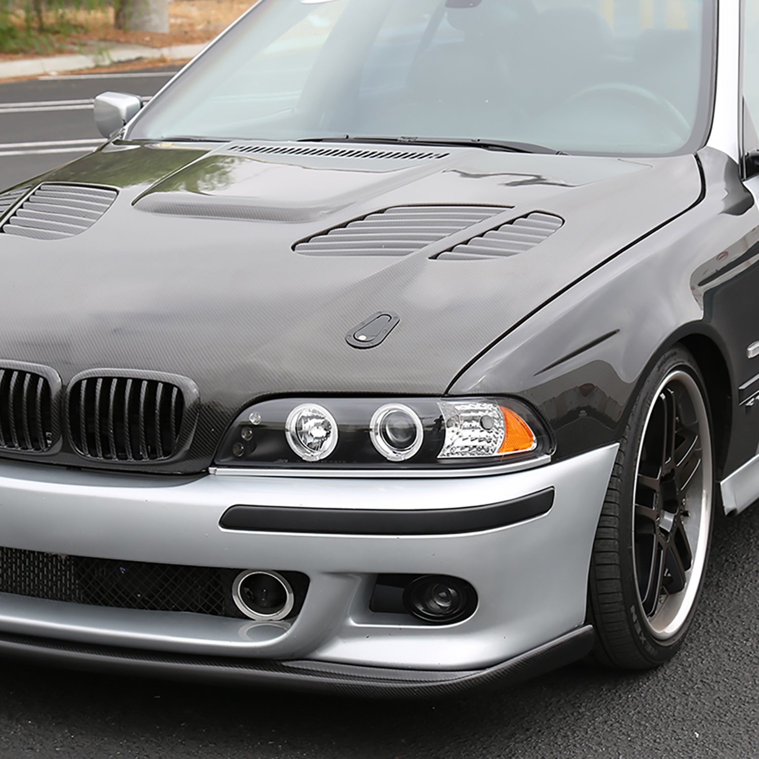 1996-2003 BMW E39 5 Series Dual Halo Projector Headlights Matte Black/Clear