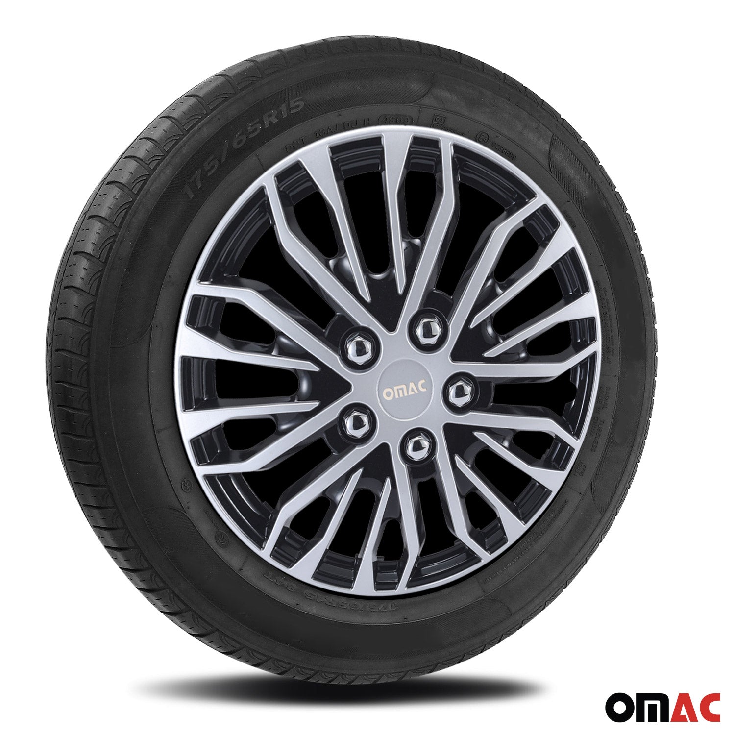 Rimini Hub Caps Wheel Cover 17" Grey & Black Full Set 4 pcs.