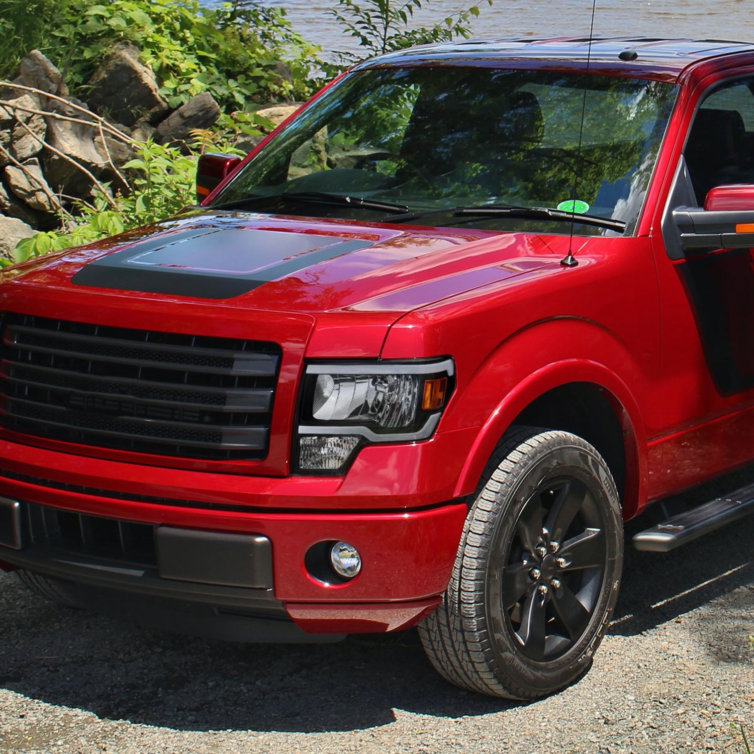 2009-2014 Ford F-150 LED Tube Factory Style Headlights Matte Black/Clear Lens