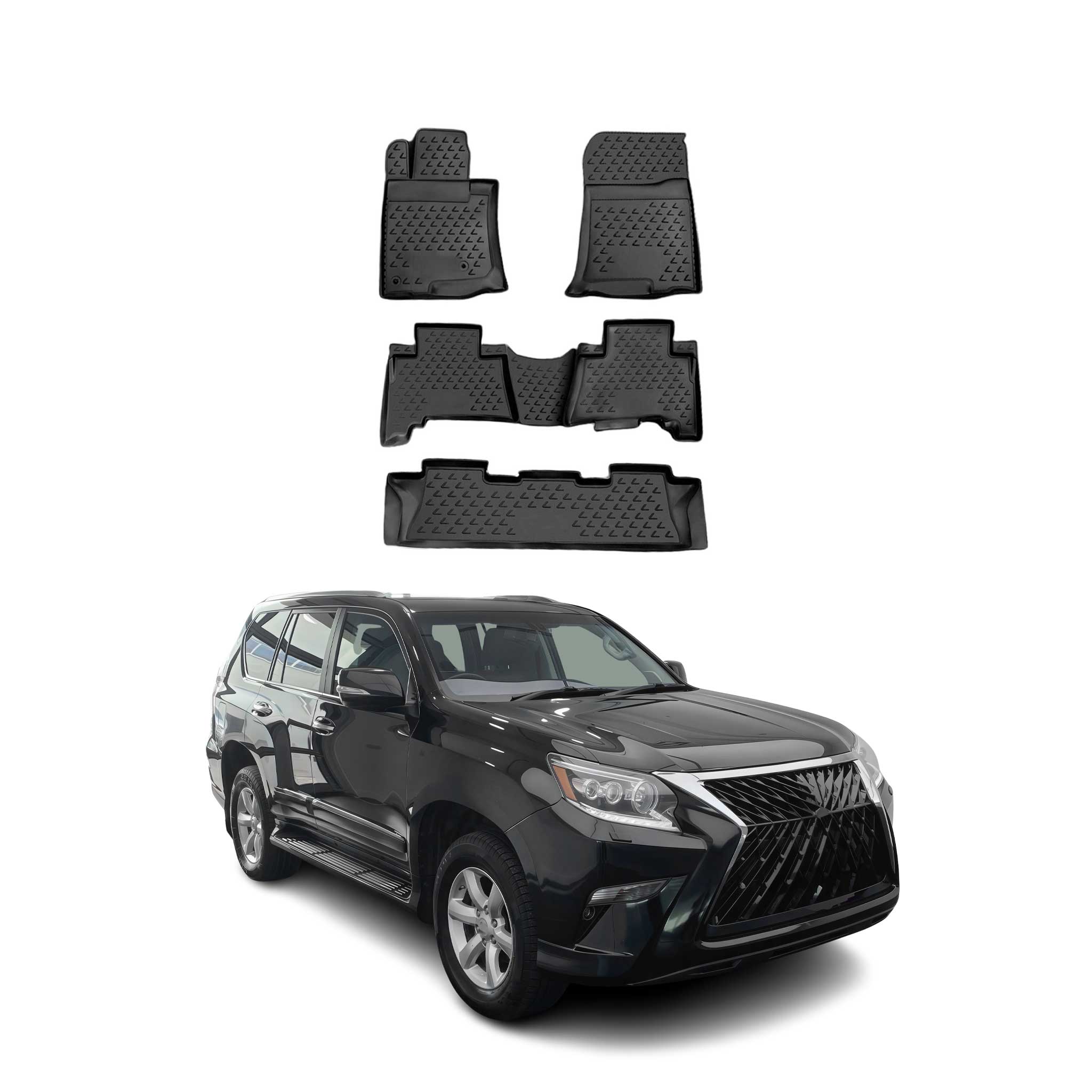 2010-2024 Toyota 4Runner Floor Mats Liners Full Set All Weather Black