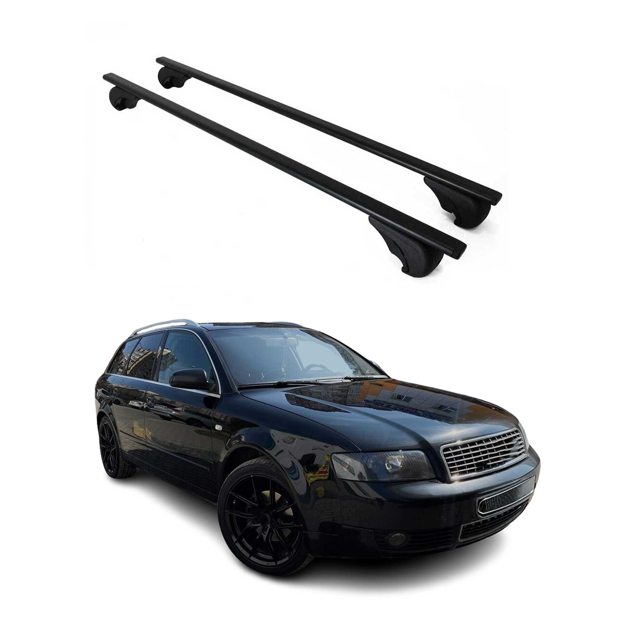 Roof Racks Cross Bars Carrier Durable for Audi A4 Wagon 2001-2005 Black 2Pcs