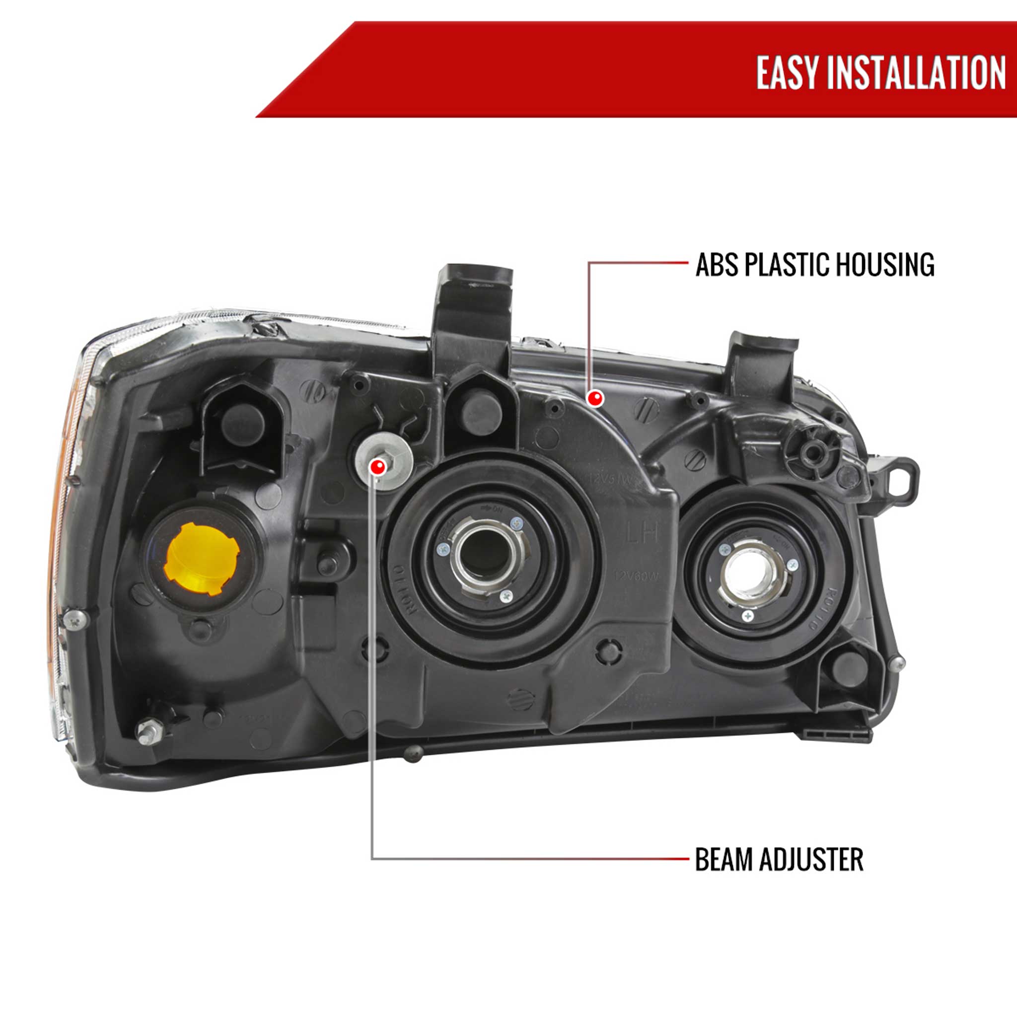 For Toyota Highlander 2001-2003 Factory Style Headlights Matte Black Housing Clear Lens