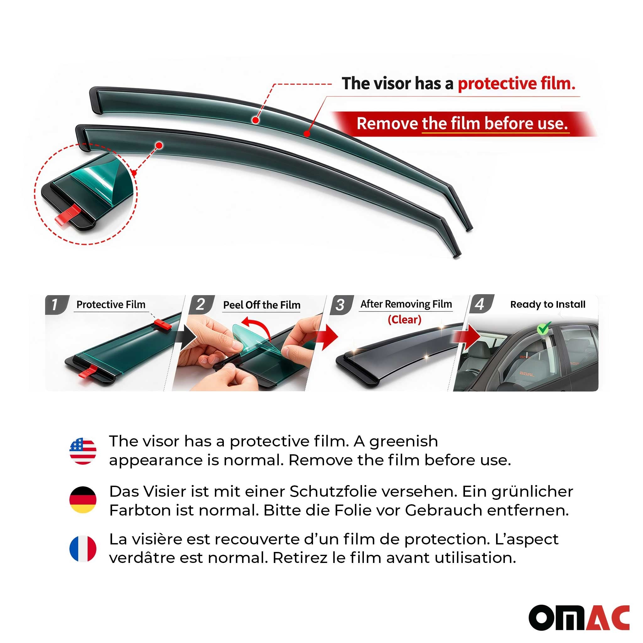 2017-2026 Alfa Romeo Giulia Window Visor Vent Rain Deflector 4Pcs Smoke
