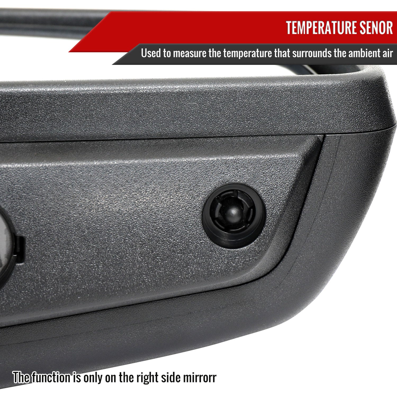 2019-2024 Chevy Silverado 1500 Black Manual Fold &Heated Side Mirror Passenger