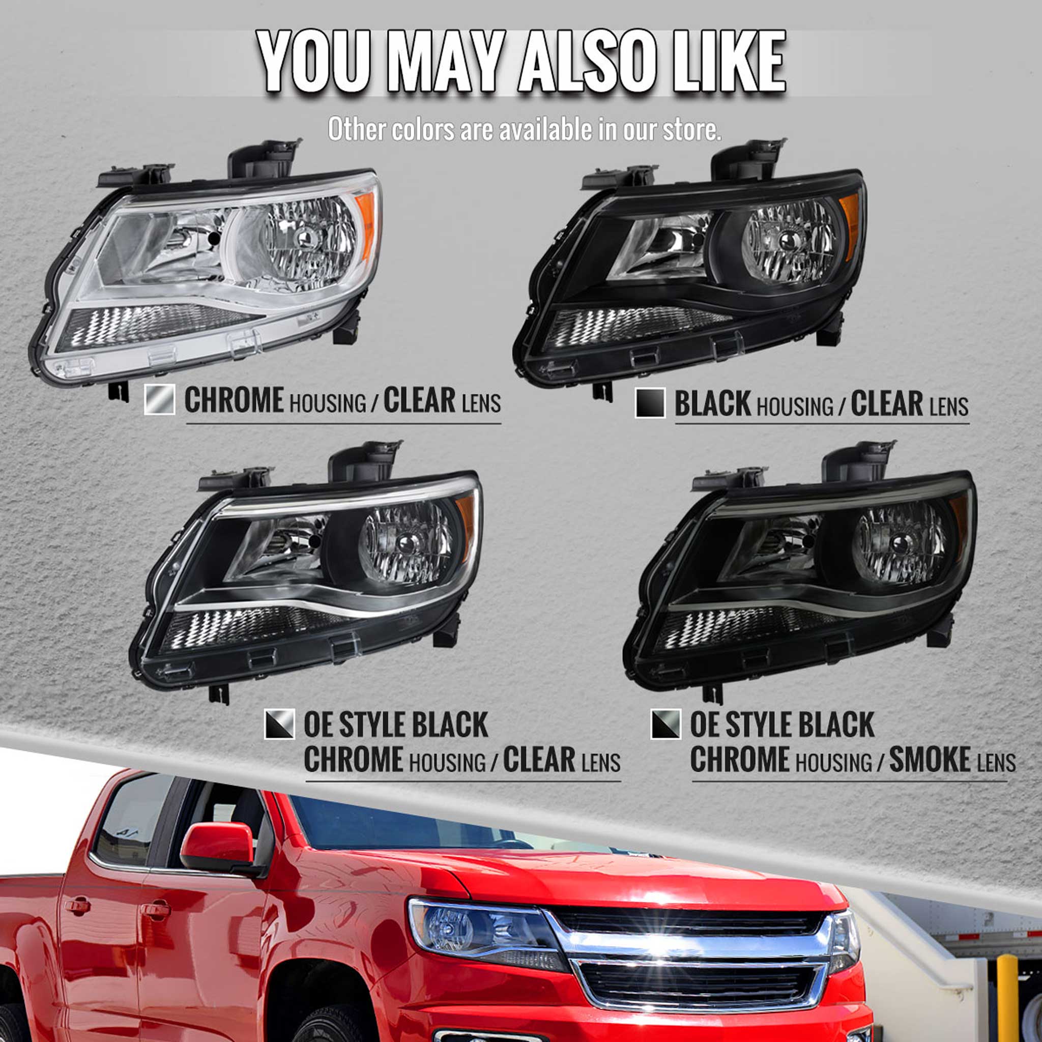 For Chevrolet Colorado 2015-2022 Factory Style Headlights Black Chrome Housing Clear Lens