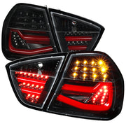 2006-2008 BMW E90 3 Series Sedan LED Tail Lights Jet Black/Clear Lens